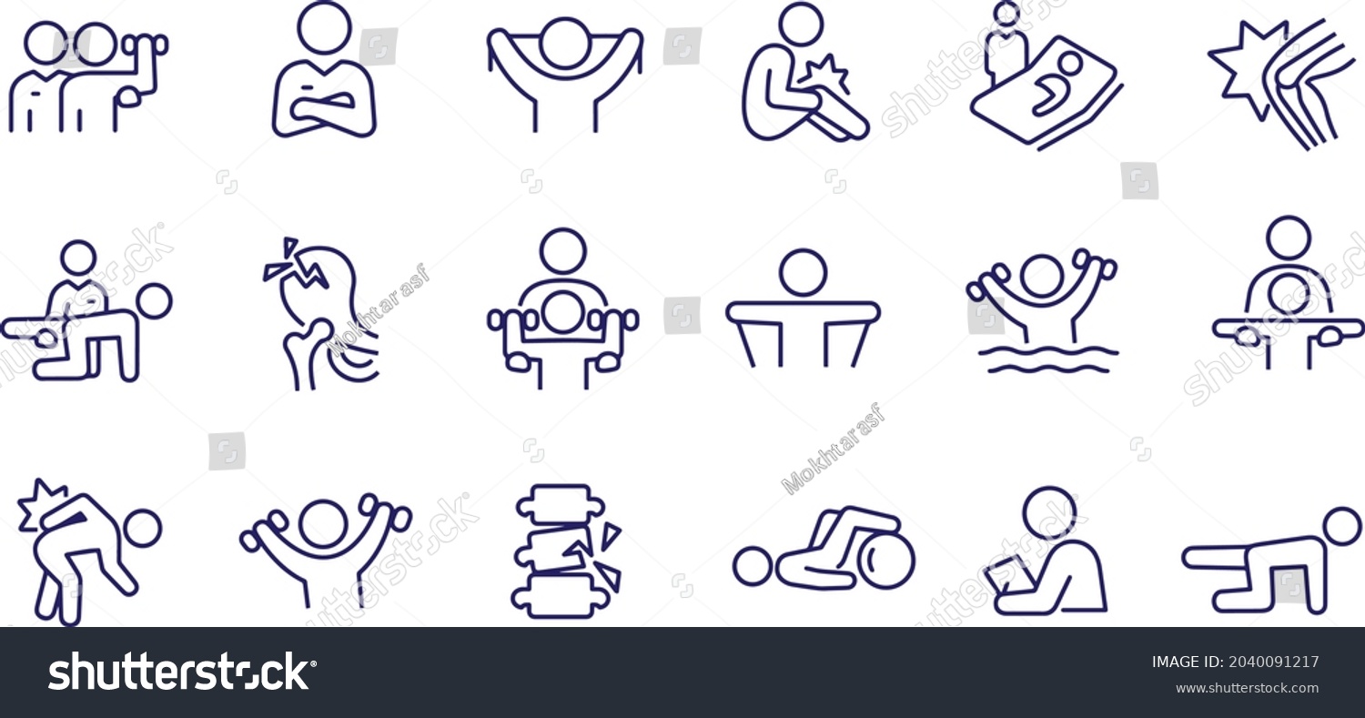 SVG of Physical Therapy Thin Line Icons vector design  svg