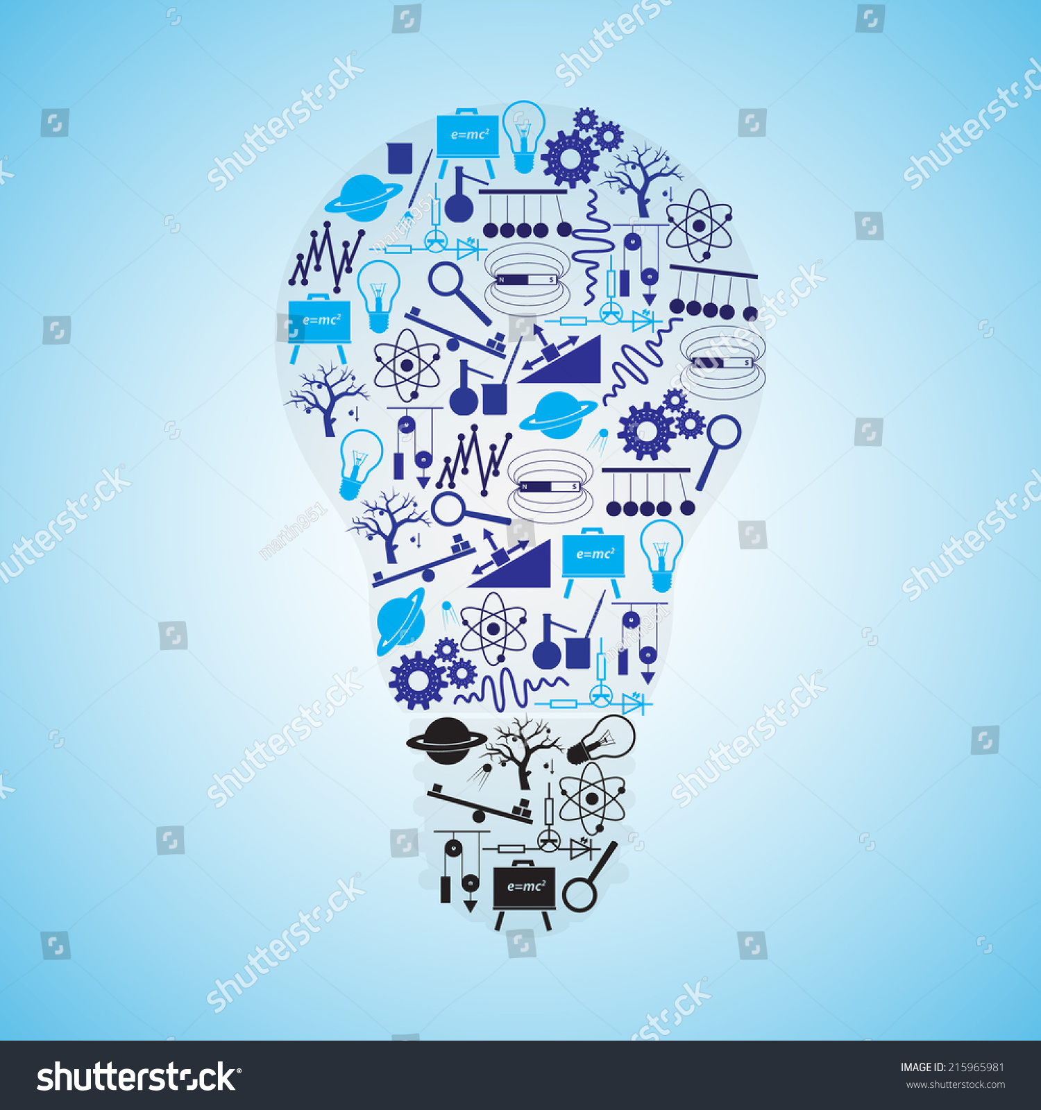 Physics Icons Set In Bulb Shape Eps10 Stock Vector Illustration ...