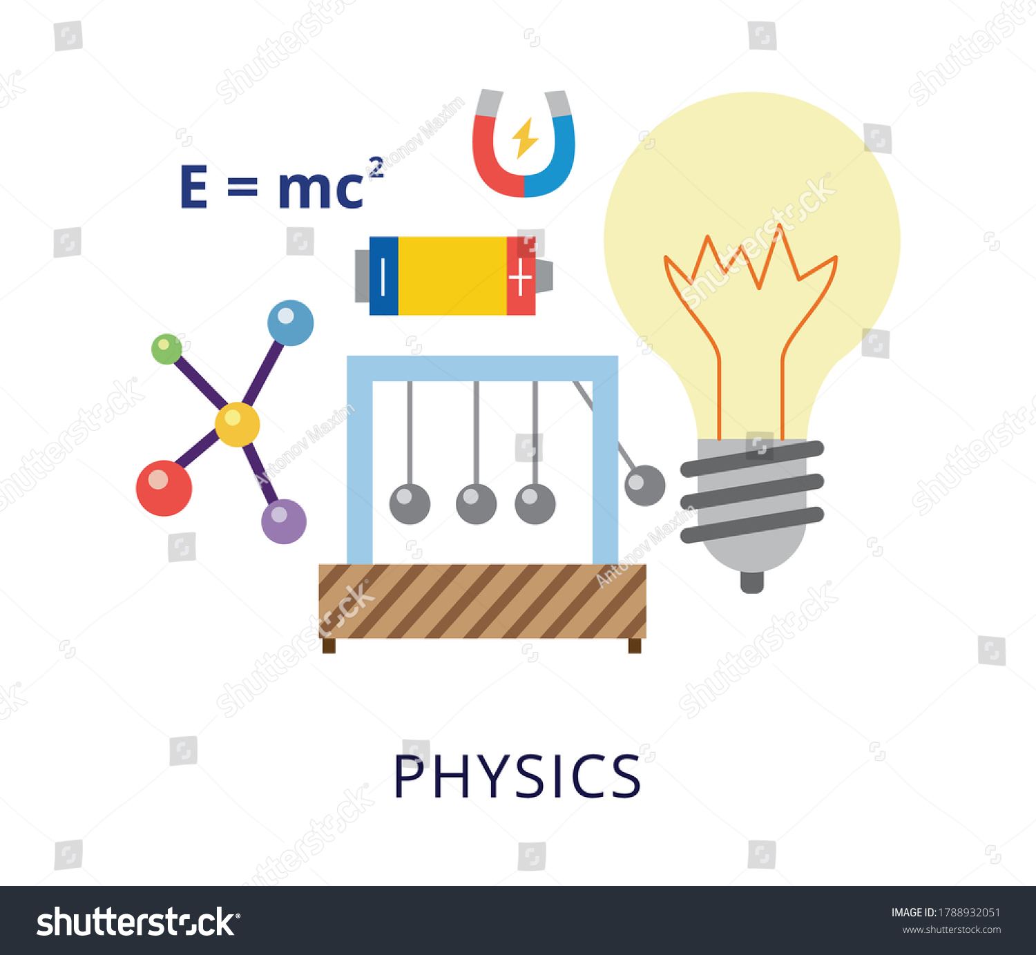 physics-poster-science-education-symbols-equipment-stock-vector