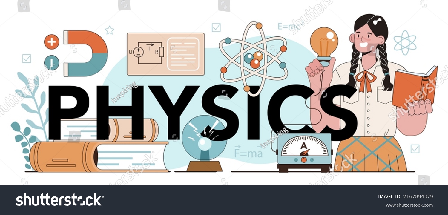 Physics Typographic Header Students Explore Electricity Stock Vector ...