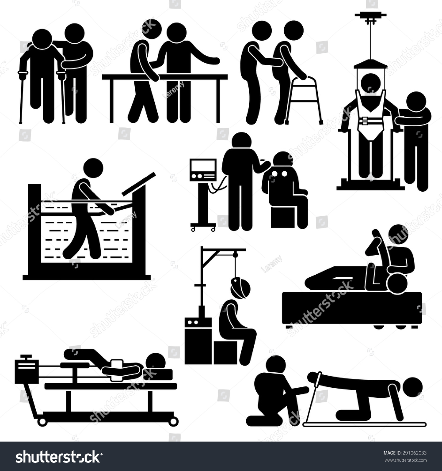 SVG of Physio Physiotherapy and Rehabilitation Treatment Stick Figure Pictogram Icons svg