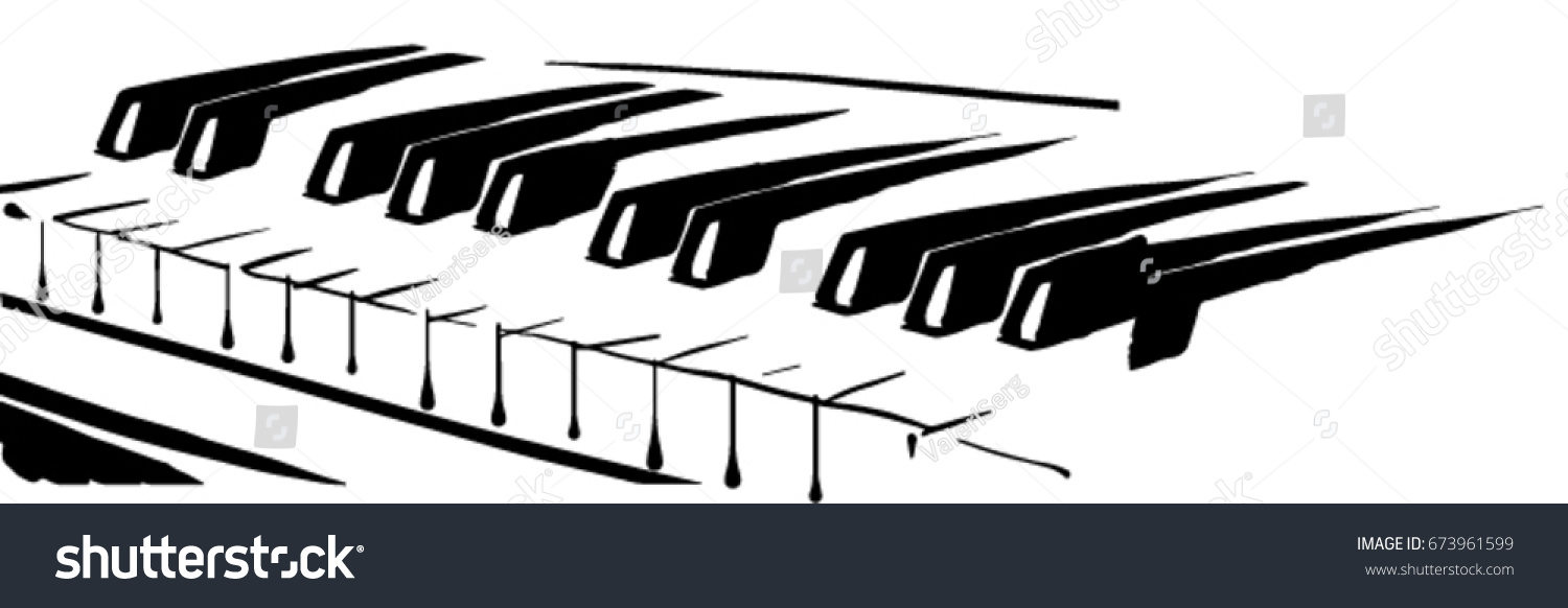Piano Keyboard Black White Vector Sketch Stock Vector Royalty Free