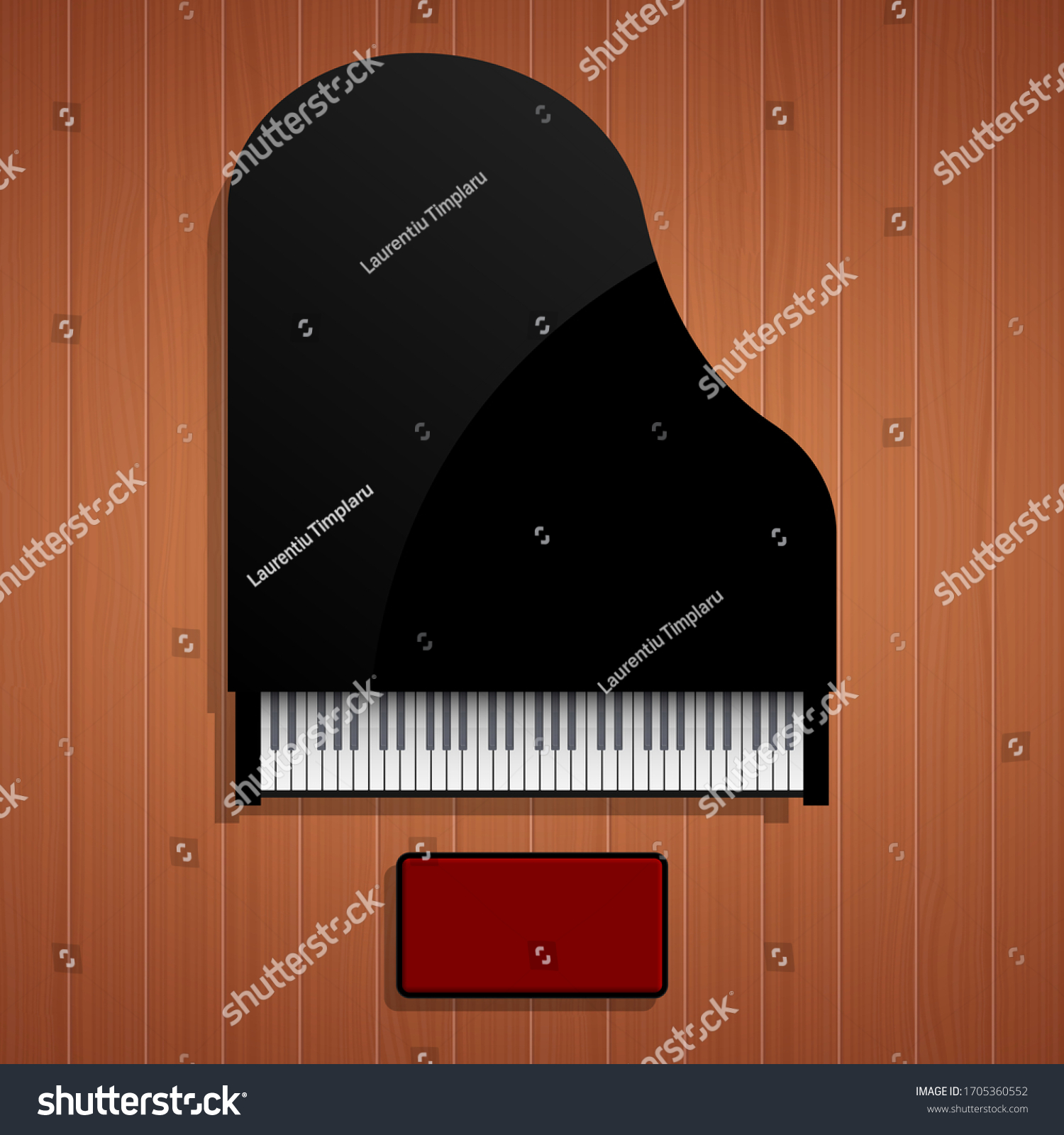 Piano Top View On Wooden Floor Stock Vector (Royalty Free) 1705360552