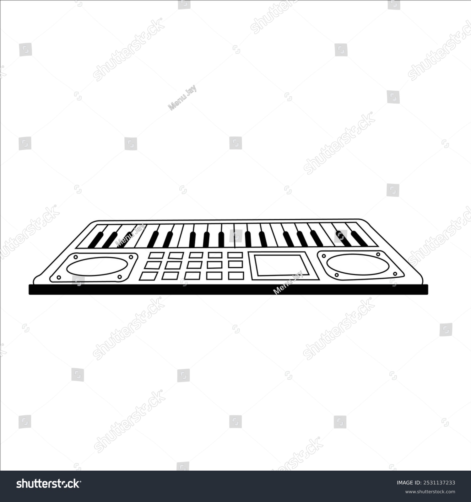 black and white synthesizer keyboard design clip art preview