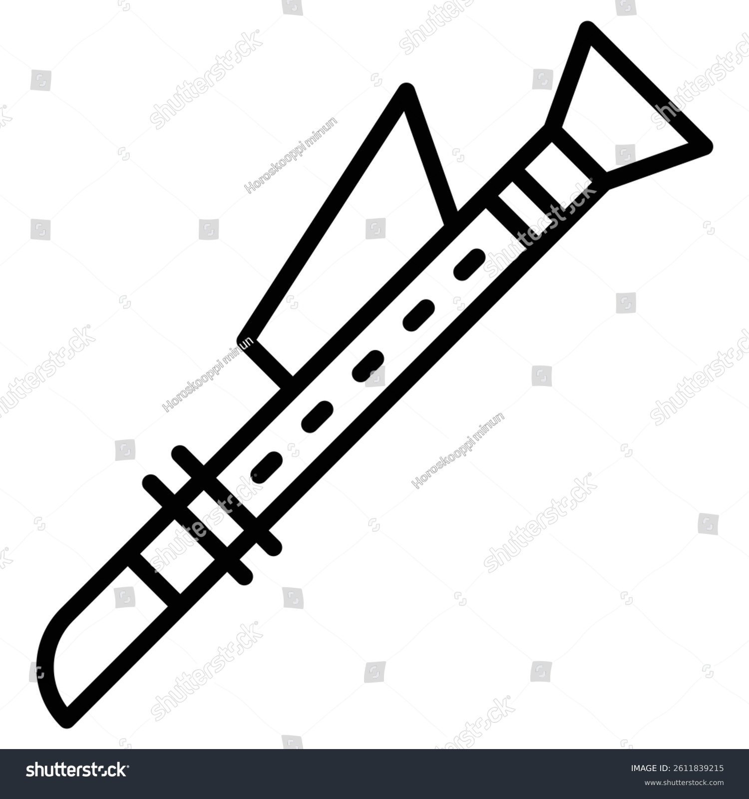 black line art clarinet musical instrument clip art preview