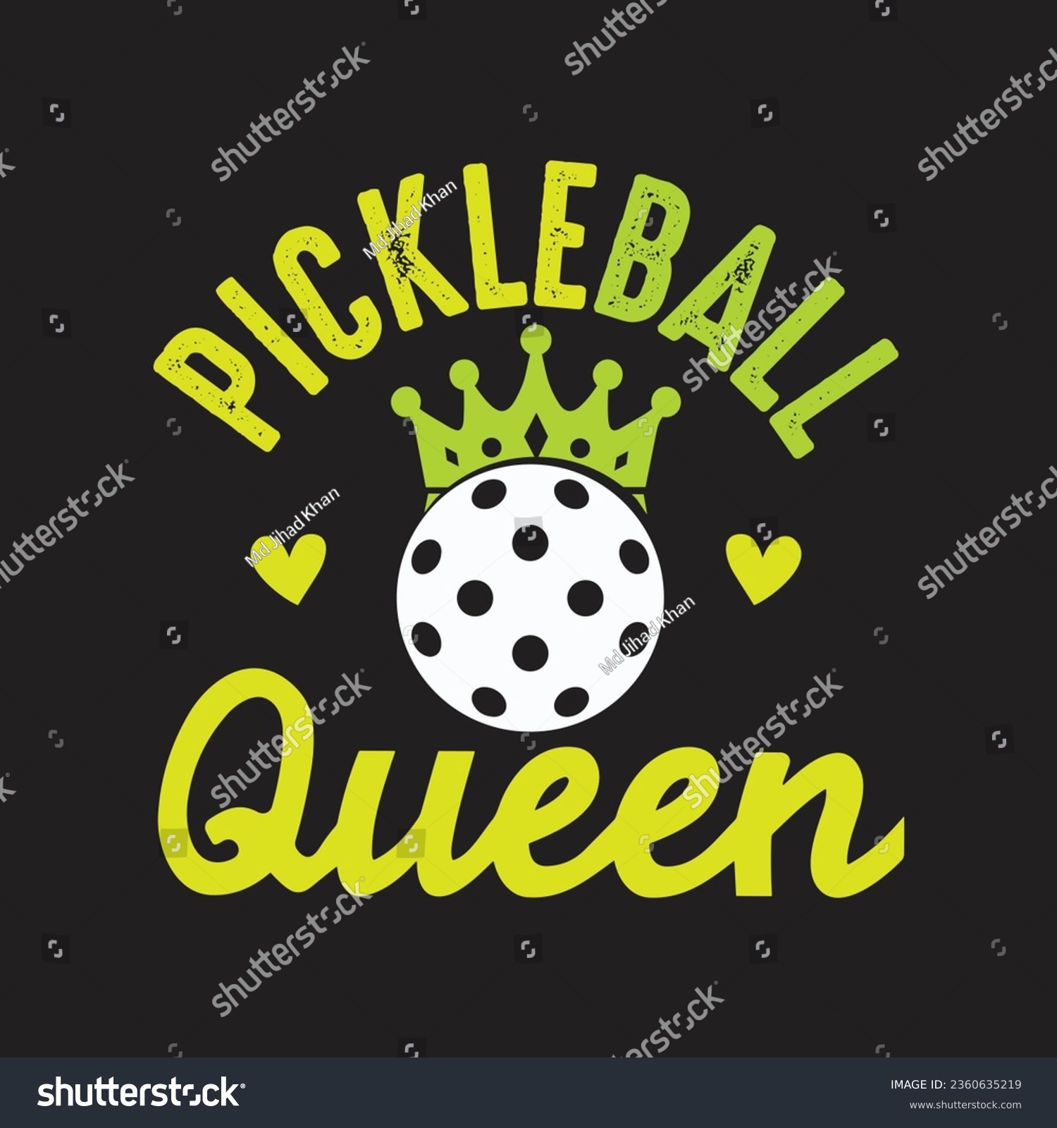SVG of Pickball Queen- Pickball T-Shirt Design, Posters, Greeting Cards, Textiles, and Sticker Vector Illustration	
 svg