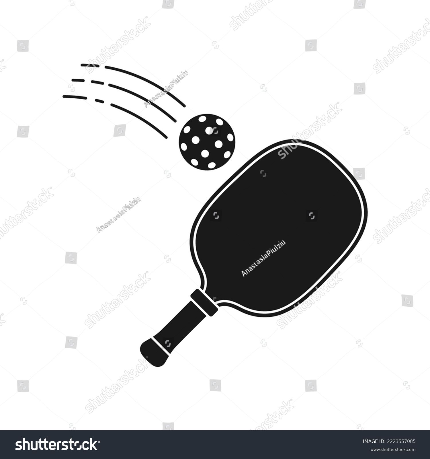 SVG of Pickleball silhouette. Hitting the ball on the racket. Isolated vector illustration on white background. svg