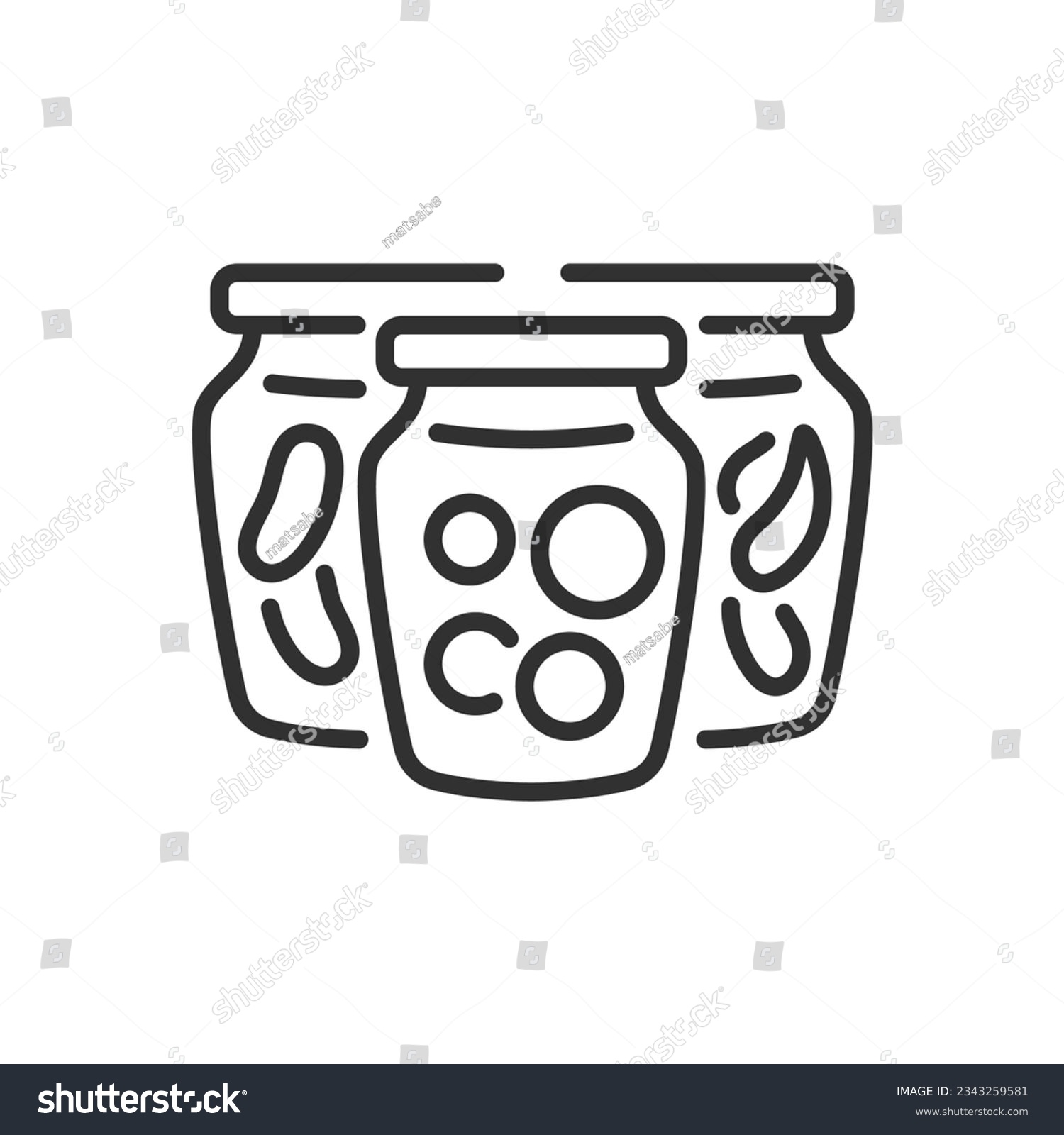 recommend clip art: Pickles, linear icon, jars of canned food. Line with editable stroke