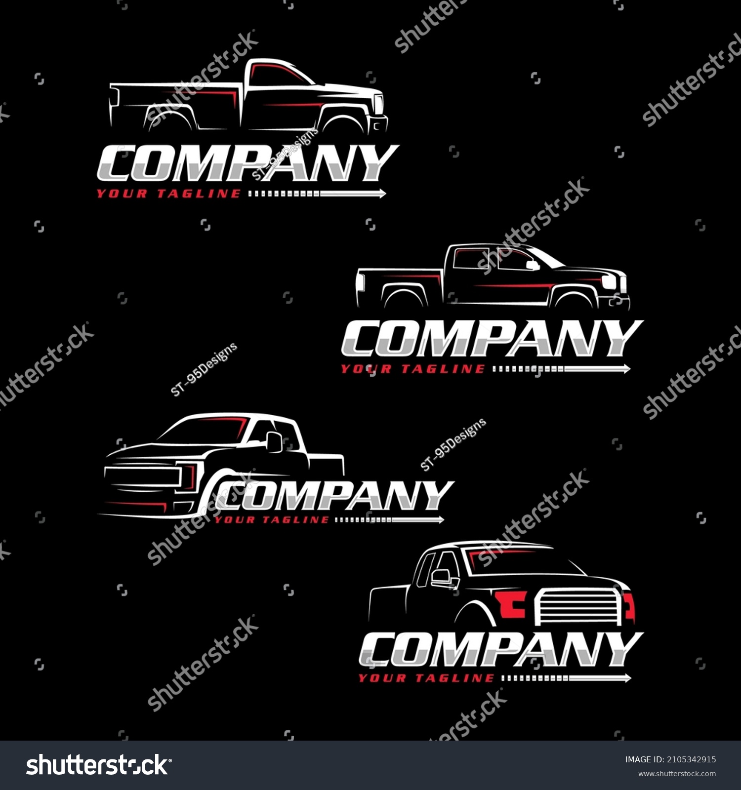 Pickup Truck Logo Black Background Stock Vector (Royalty Free ...