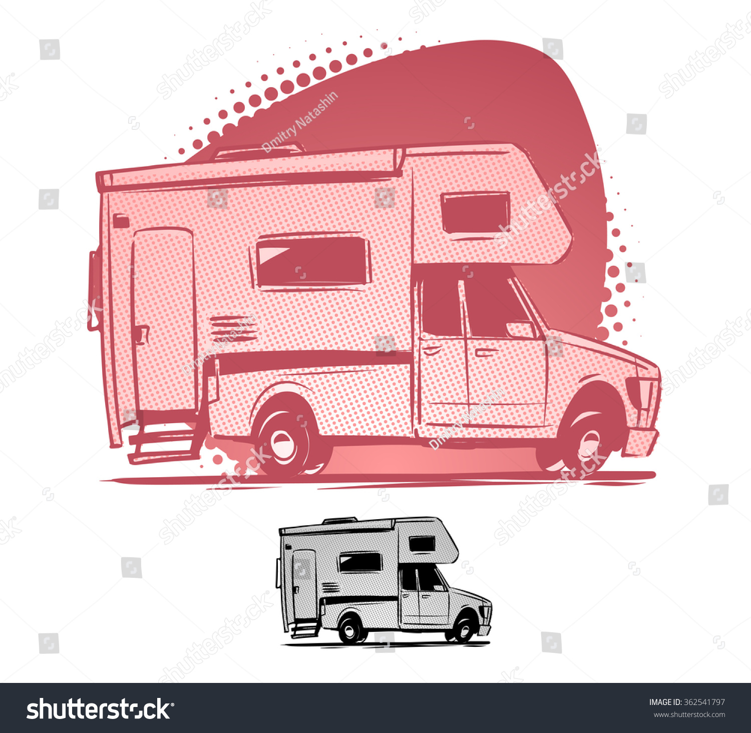 SVG of pickup truck RV trailer side view cartoon illustration svg