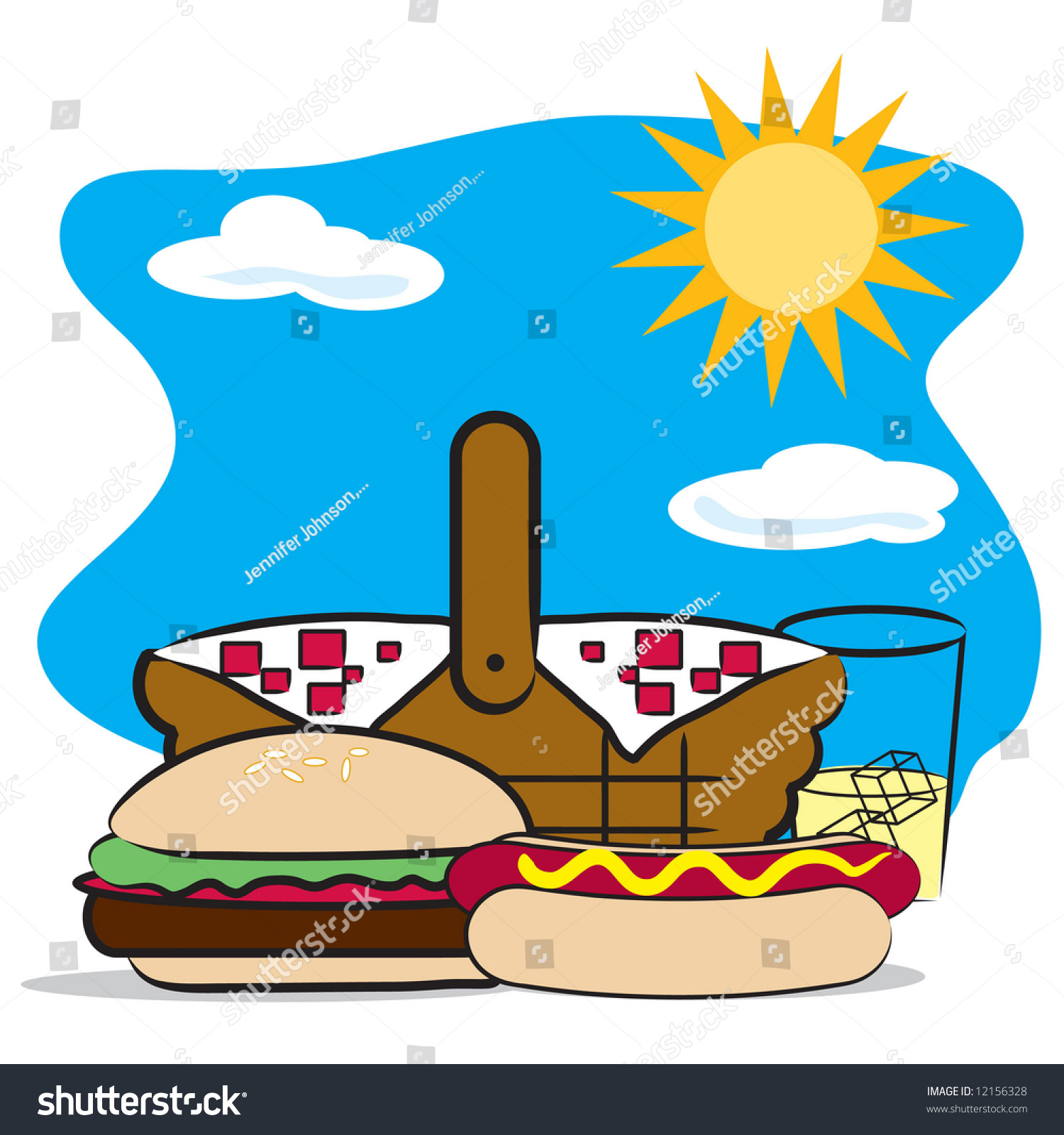 Picnic Basket / Cookout Stock Vector Illustration 12156328 : Shutterstock