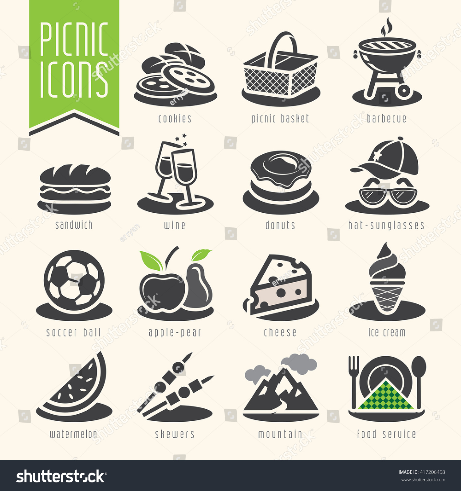 Picnic Icon Set Stock Vector (Royalty Free) 417206458