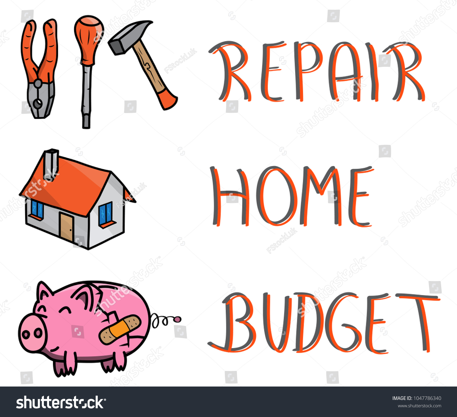 pictogram words repair your home budget stock vector royalty free home budget tools