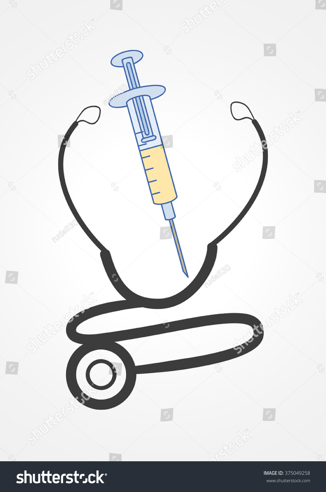 Pictogram Stethoscope Needle Stock Vector (Royalty Free) 375049258 ...