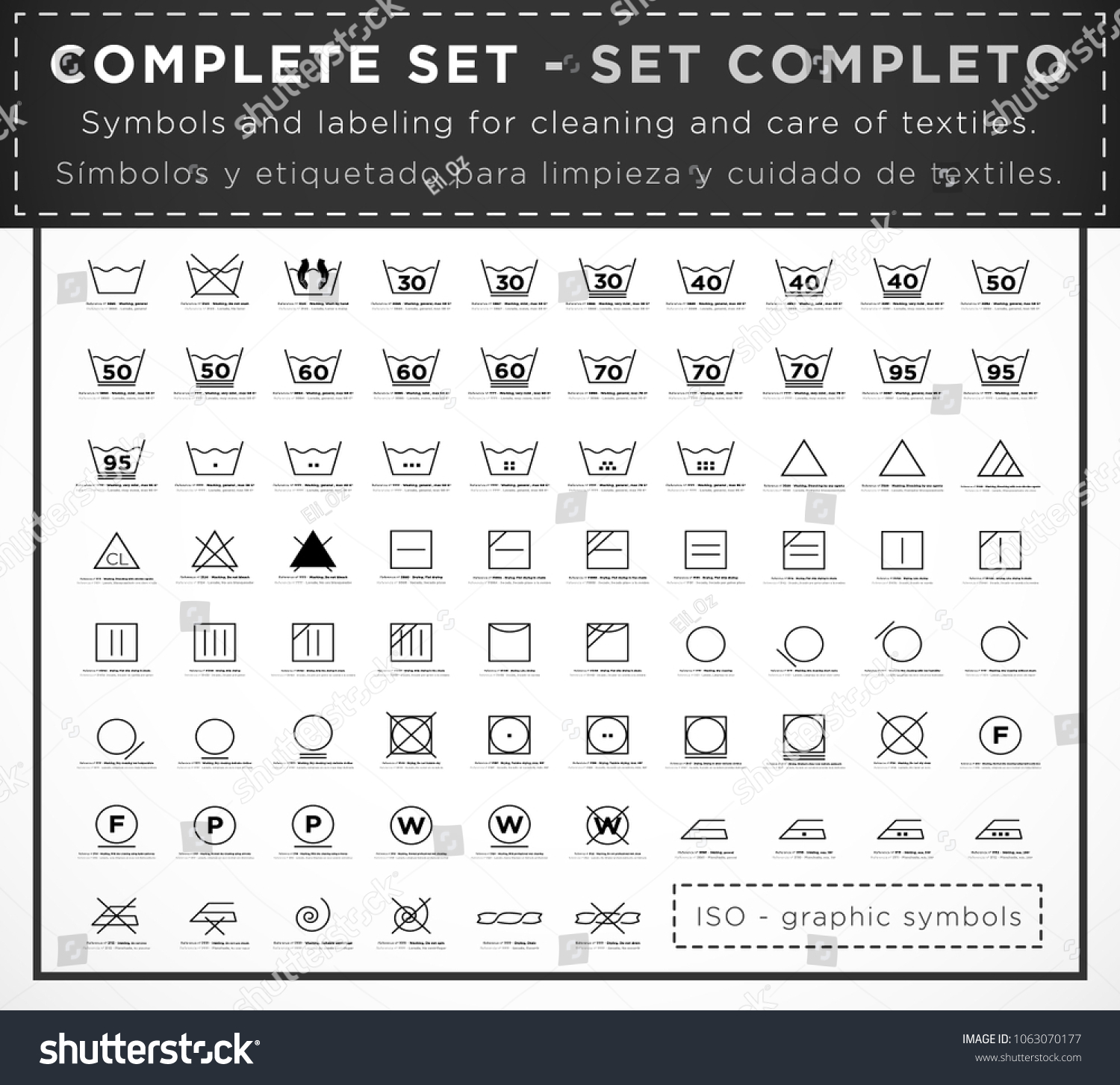 Pictorial Symbols Labeling Cleaning Care Textiles Stock Vector (Royalty ...