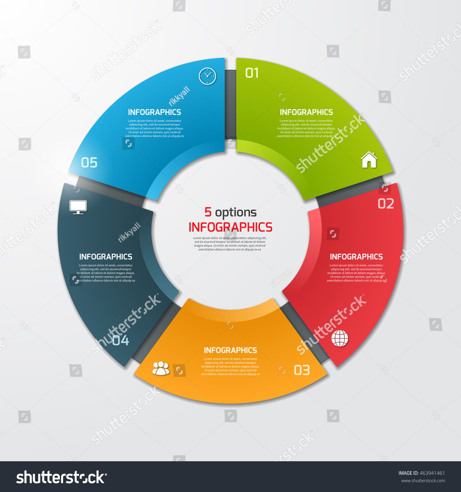 Pie Chart Circle Infographic Template 5 Stock Vector (Royalty Free ...