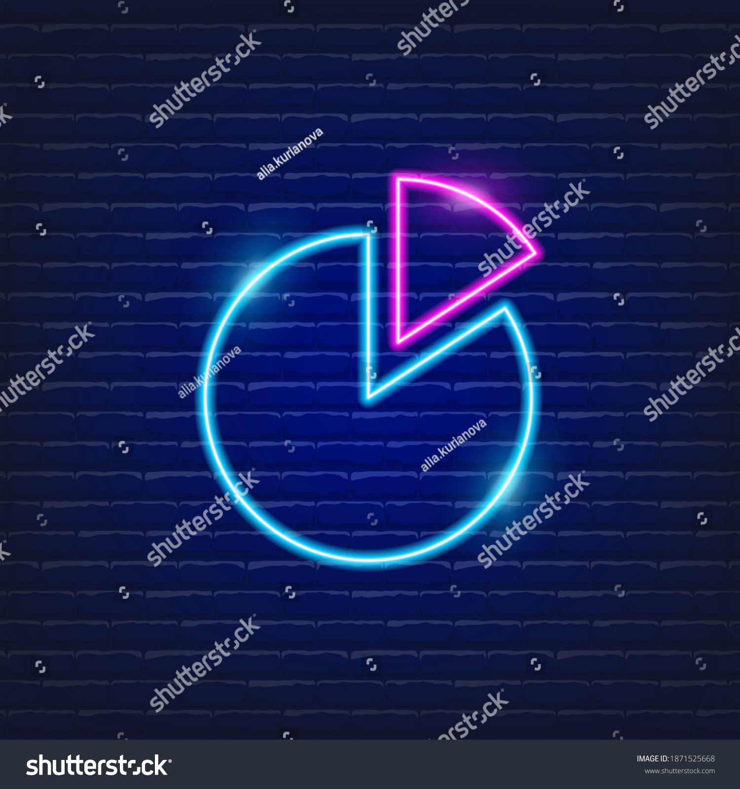 SVG of Pie chart neon sign. Business concept. Vector illustration for a website. svg