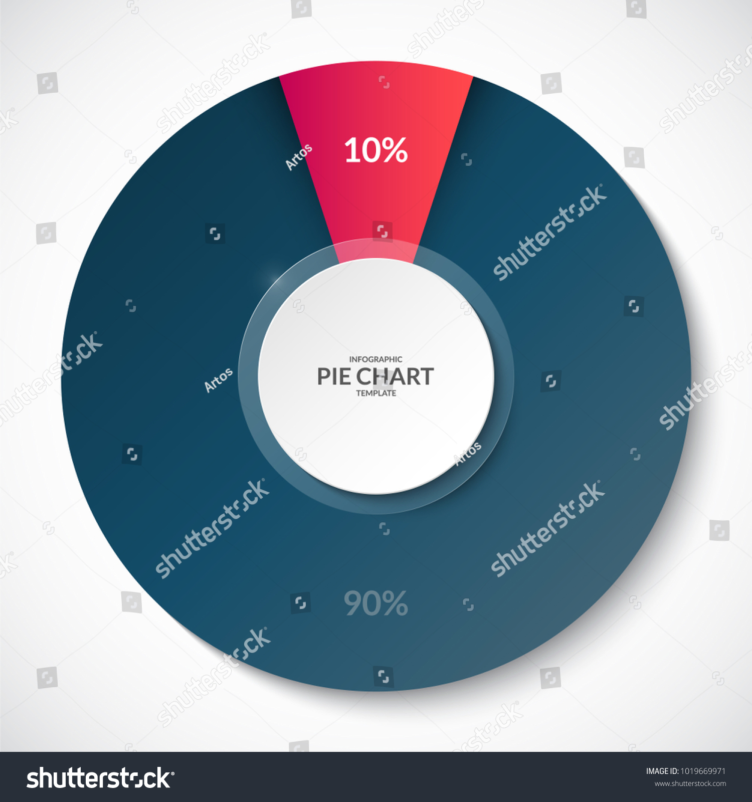 Pie Chart Share 10 90 Percent Stock Vector Royalty Free