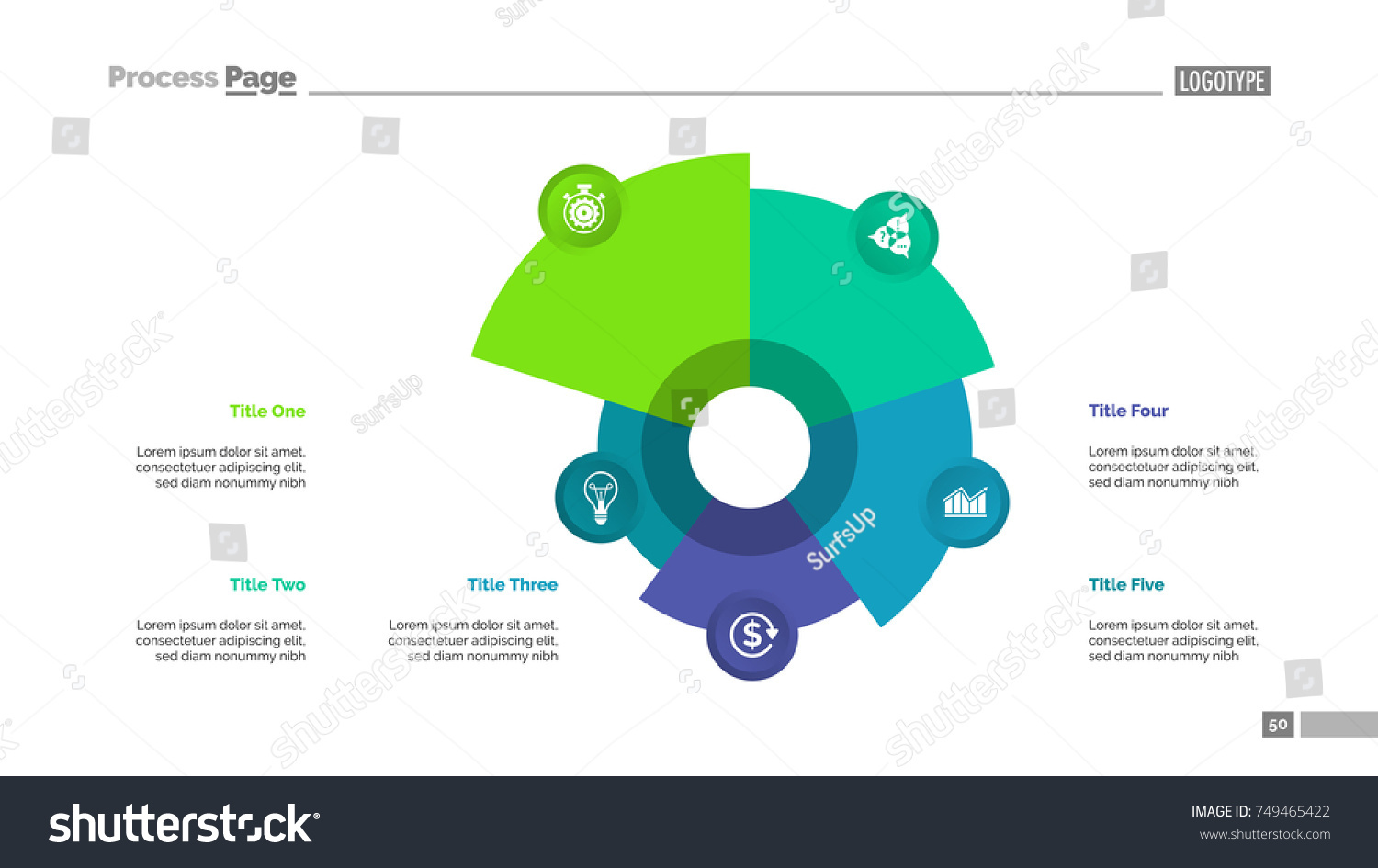 Pie Chart Five Elements Template Stock Vector (Royalty Free) 749465422