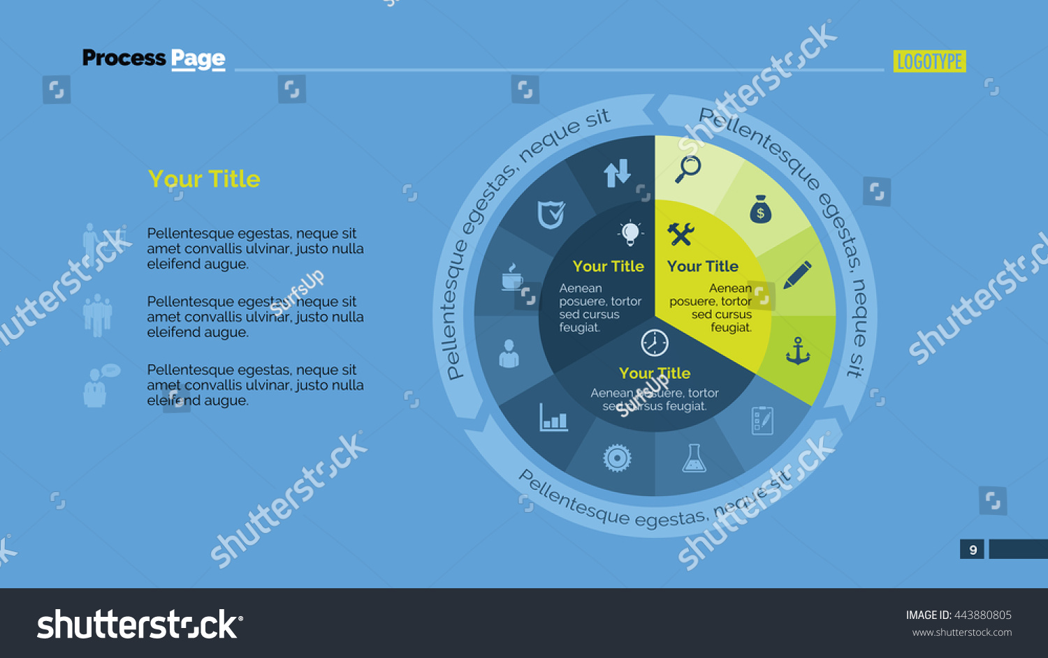 Pie Diagram Slide Template Stock Vector (Royalty Free) 443880805 ...