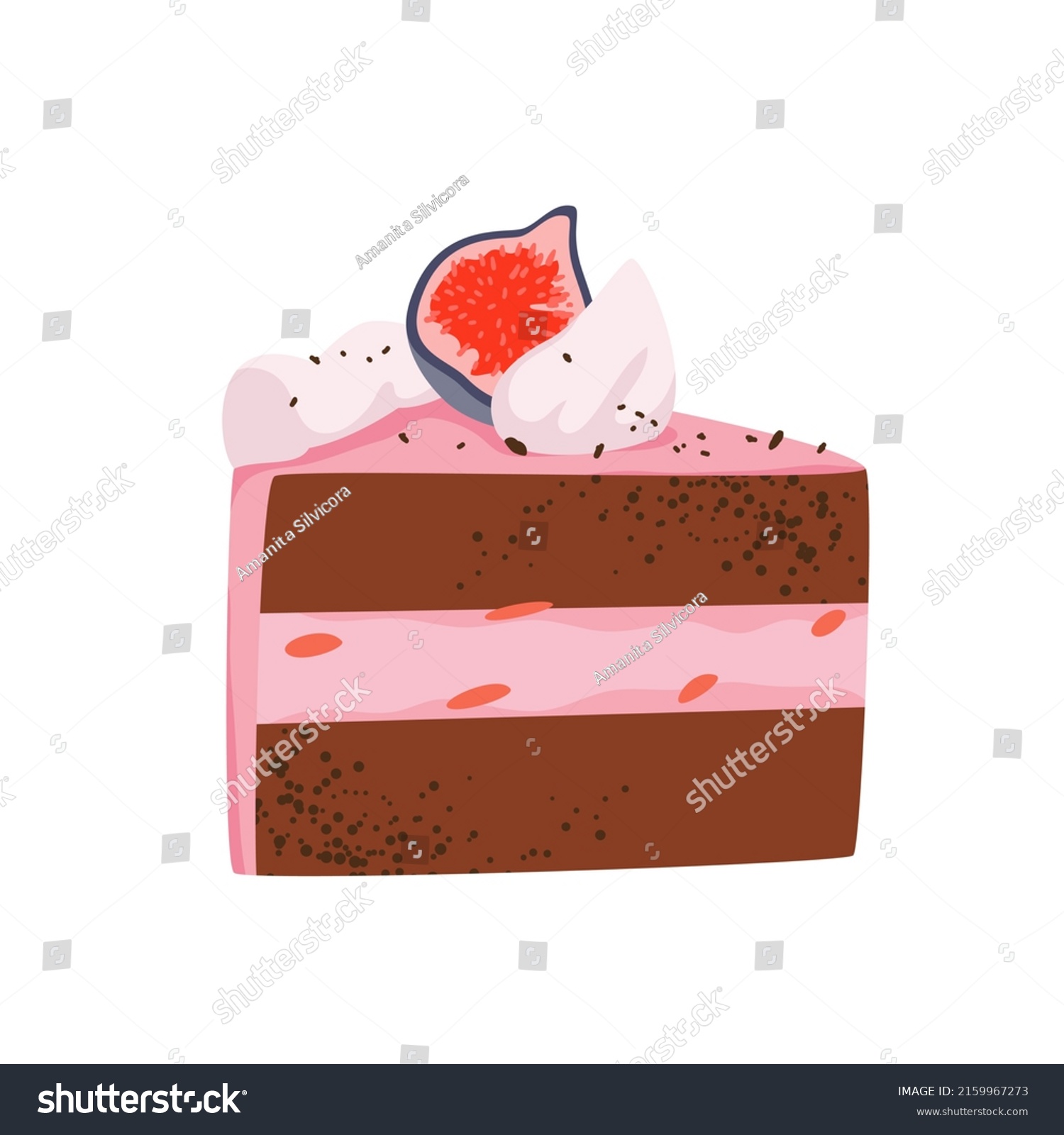 Piece Chocolate Cake Vector Illustration Cartoon Stock Vector (royalty 