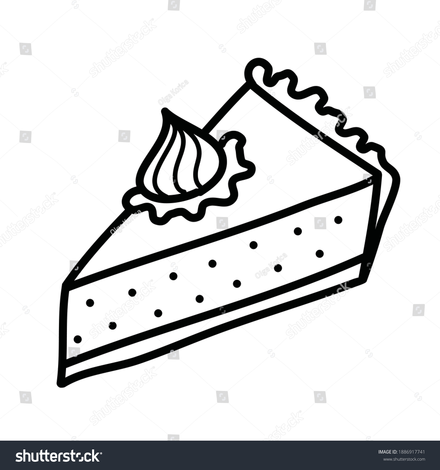 Piece Pie Freehand Vector Illustration Black Stock Vector (royalty Free 