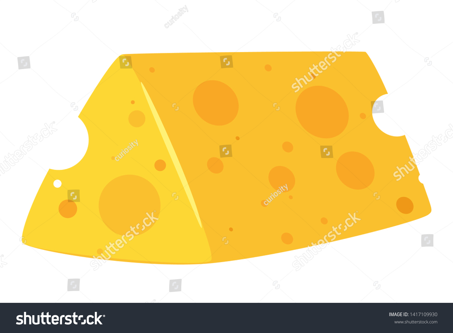 Piece Swiss Cheese Flat Vector Illustration Stock Vector Royalty