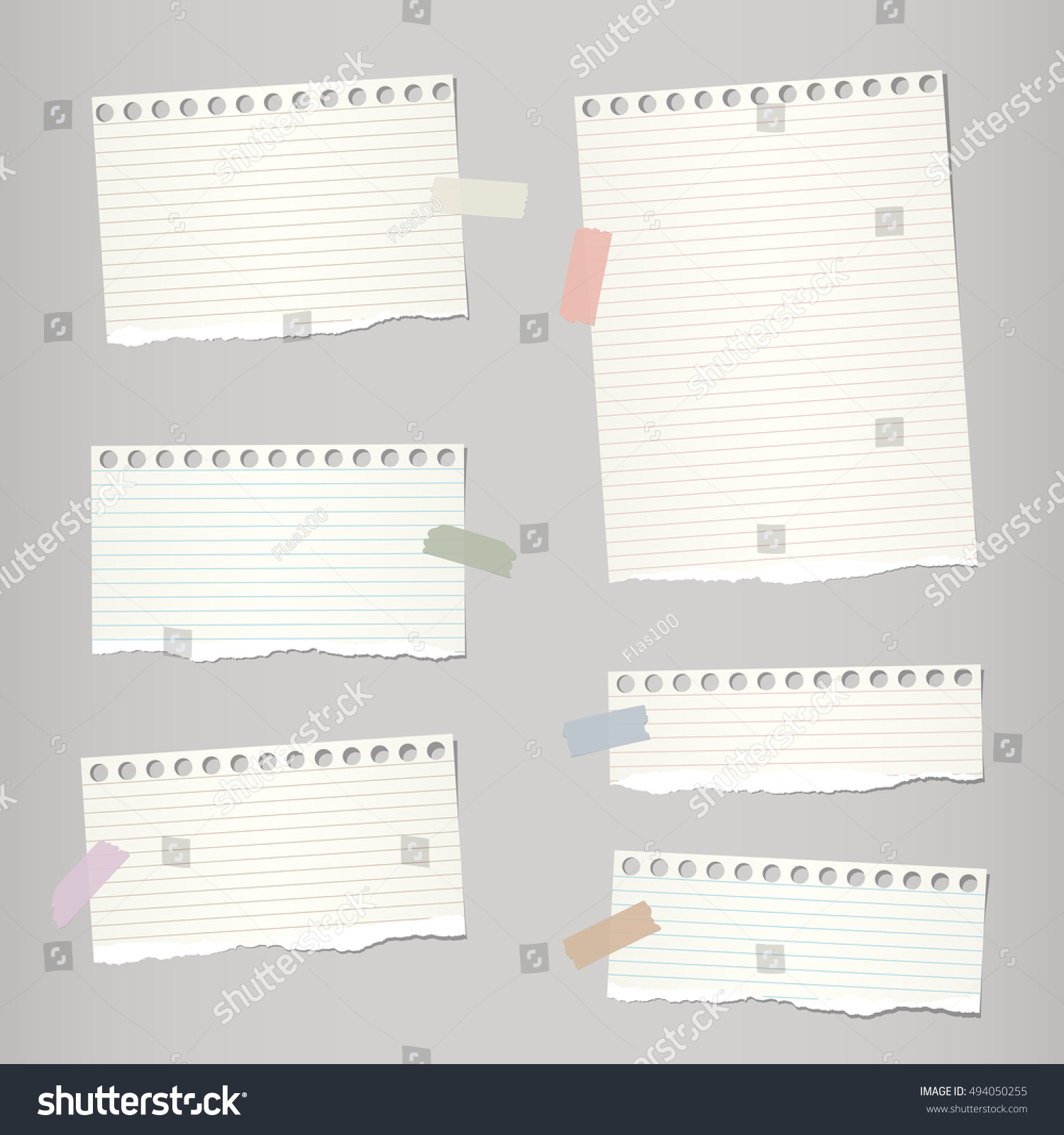 pieces light brown torn note notebook stock vector 494050255 light brown sheets