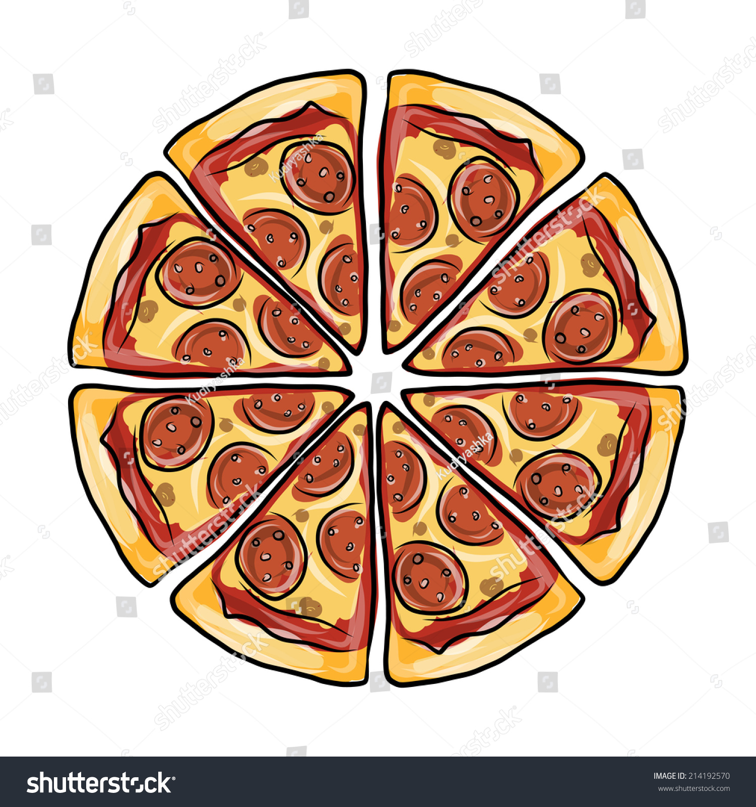 Pieces Of Pizza, Sketch For Your Design Stock Vector 214192570 ...