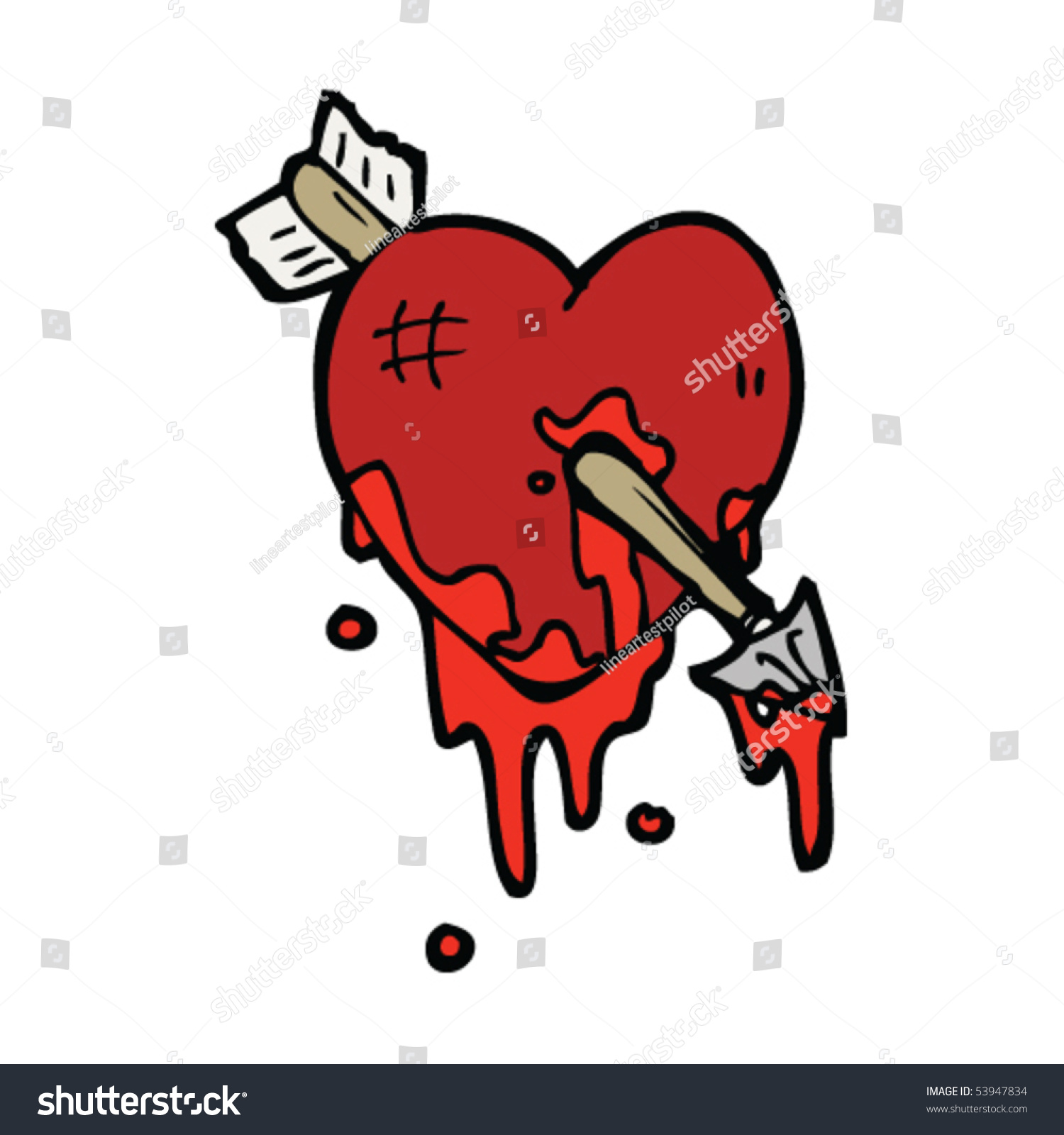 Pierced Heart Cartoon Stock Vector Illustration 53947834 : Shutterstock