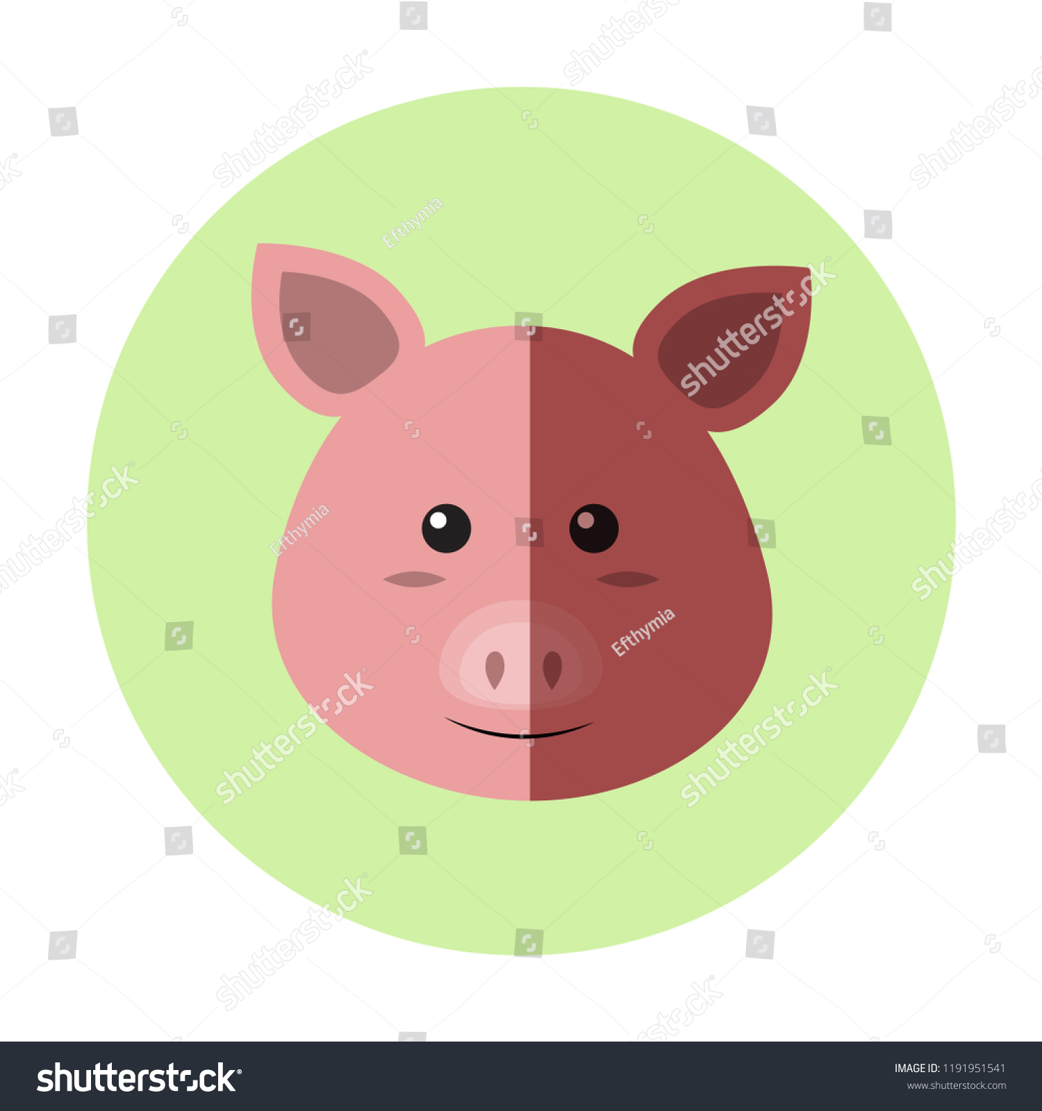 Pig Cartoon Flat Icon Vector Illustrator Stock Vector Royalty Free