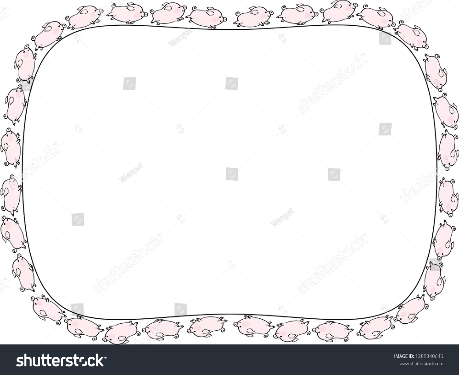 Pig Design Border Vector Stock Vector (Royalty Free) 1288840645