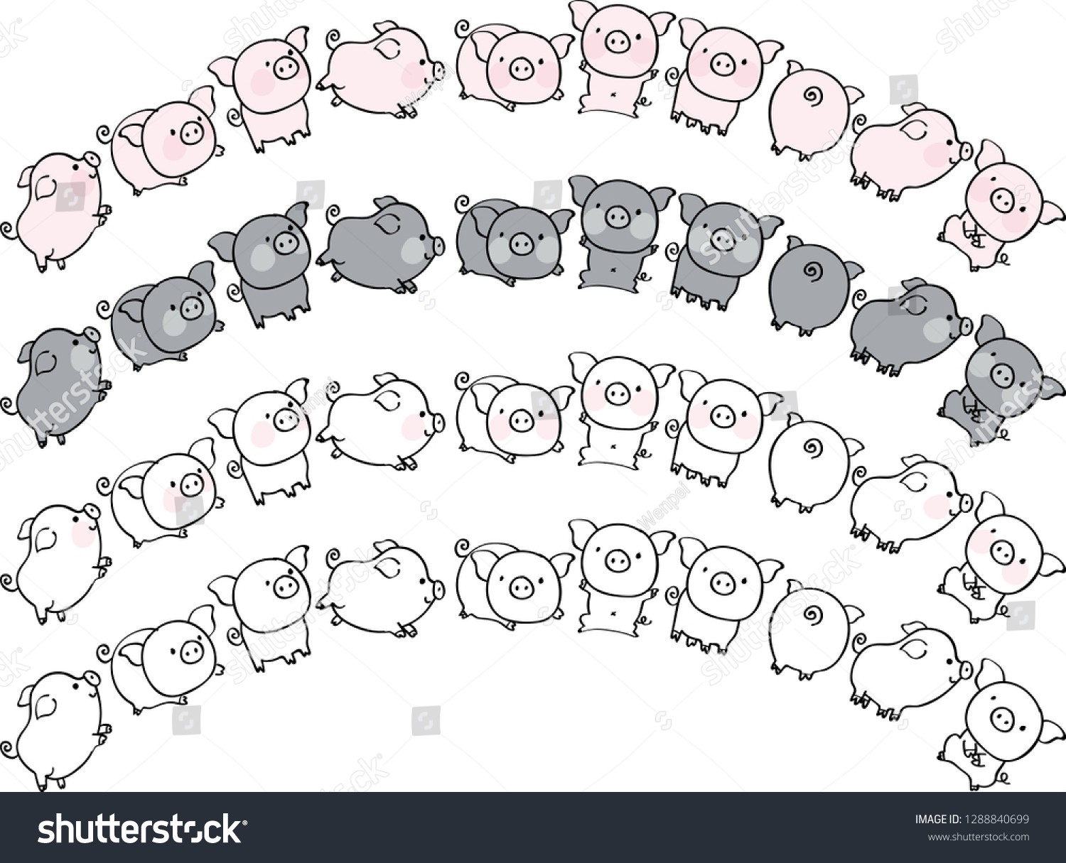 Pig Design Border Vector Stock Vector (Royalty Free) 1288840699