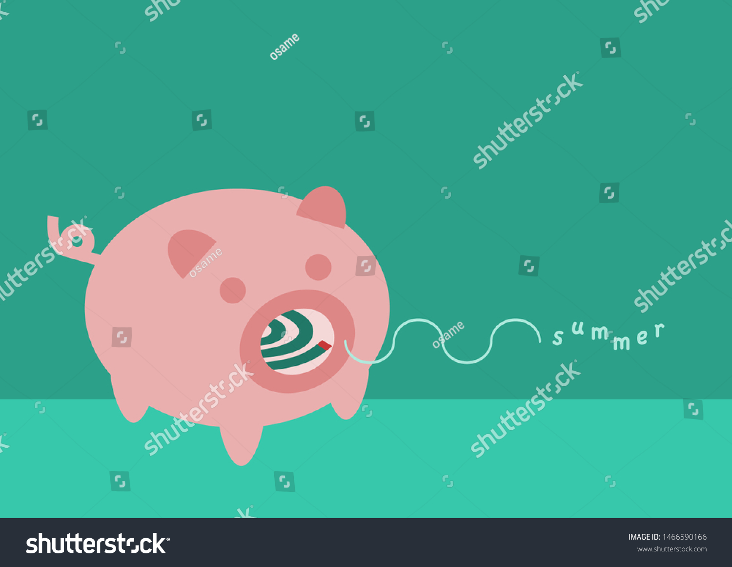 SVG of Pig-shaped mosquito coil holder and summer.  Vector illustration. svg