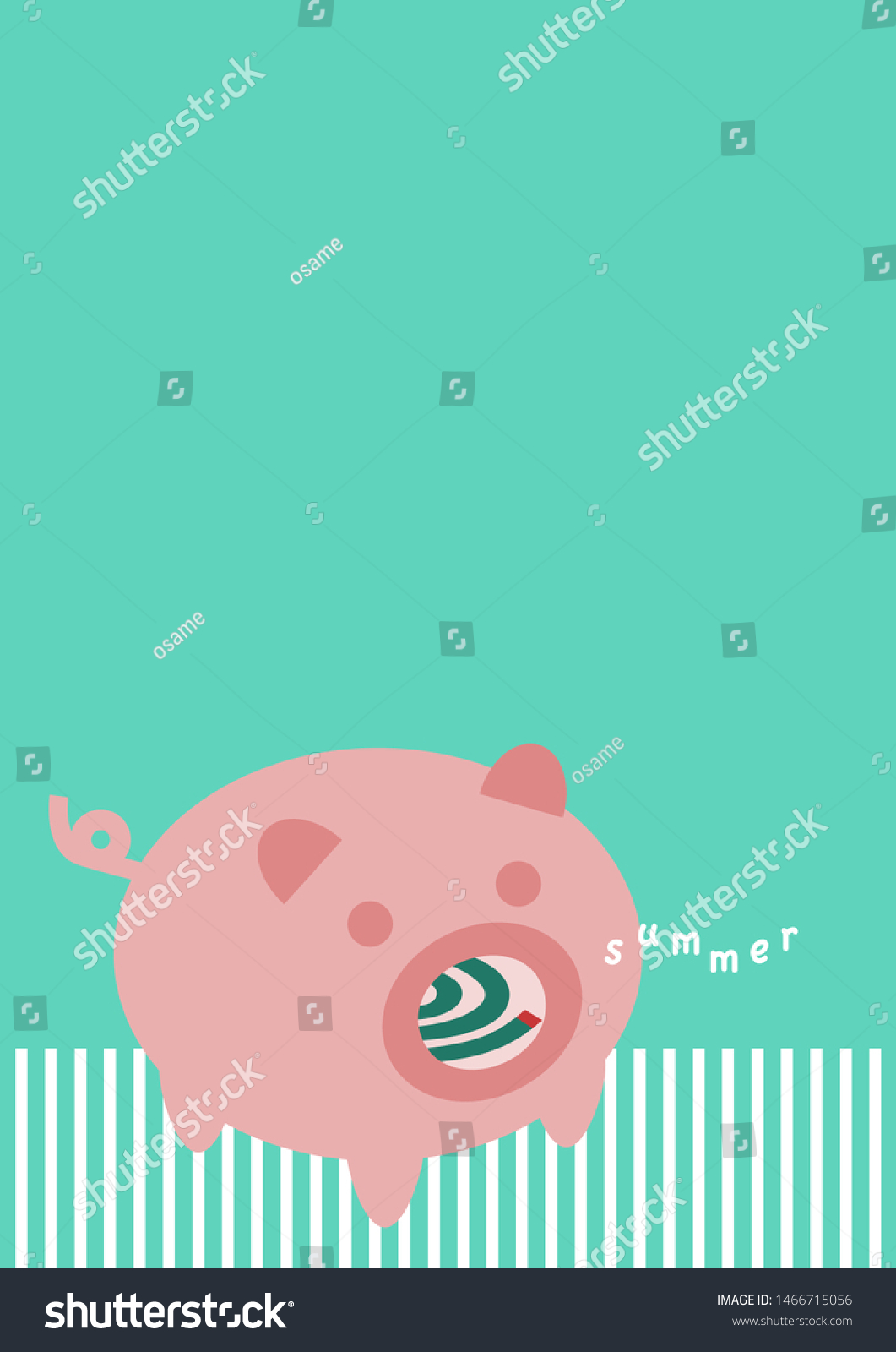 SVG of Pig-shaped mosquito coil holder and summer.  Vector illustration. svg