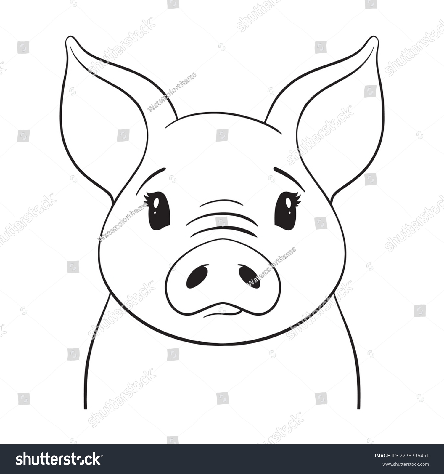 SVG of Pig Svg File,Pig Cut File,Cute Pig Svg,Pig Face svg,Pig Vector,Pig Clipart,Pig Lineart,Farm Animal svg,Animal svg file,Pig png, Farm Animal svg file,Farm svg,Pig Lineart ,Pig cricut file svg