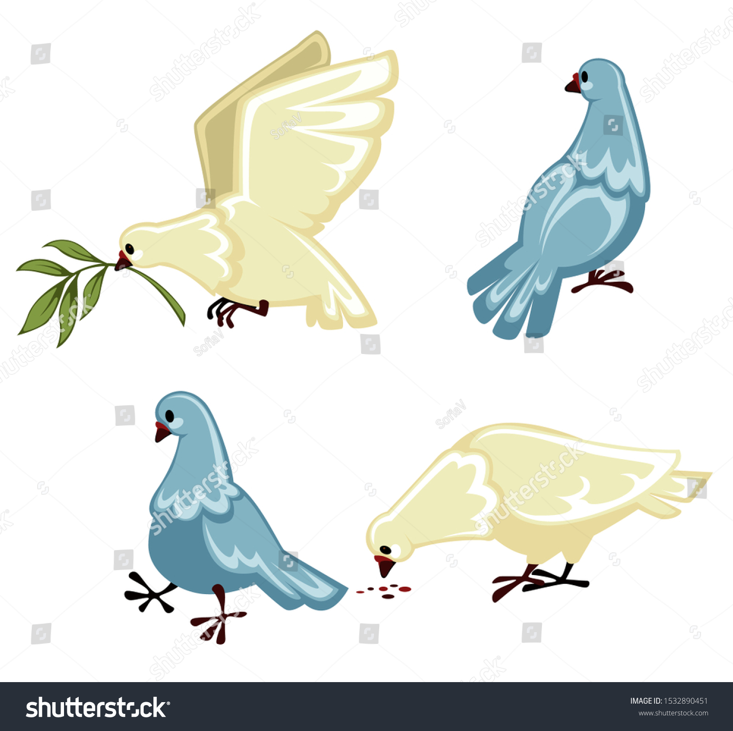 Pigeon Dove Birds Grey White Colouring Stock Vector (Royalty Free ...