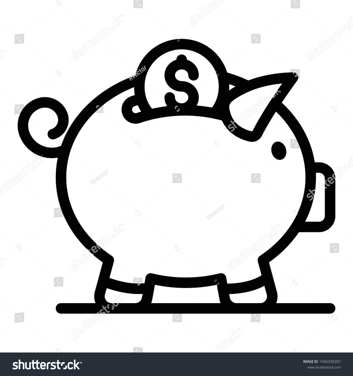 recommend clip art: Piggy bank icon. Outline piggy bank vector icon for web design isolated on white background