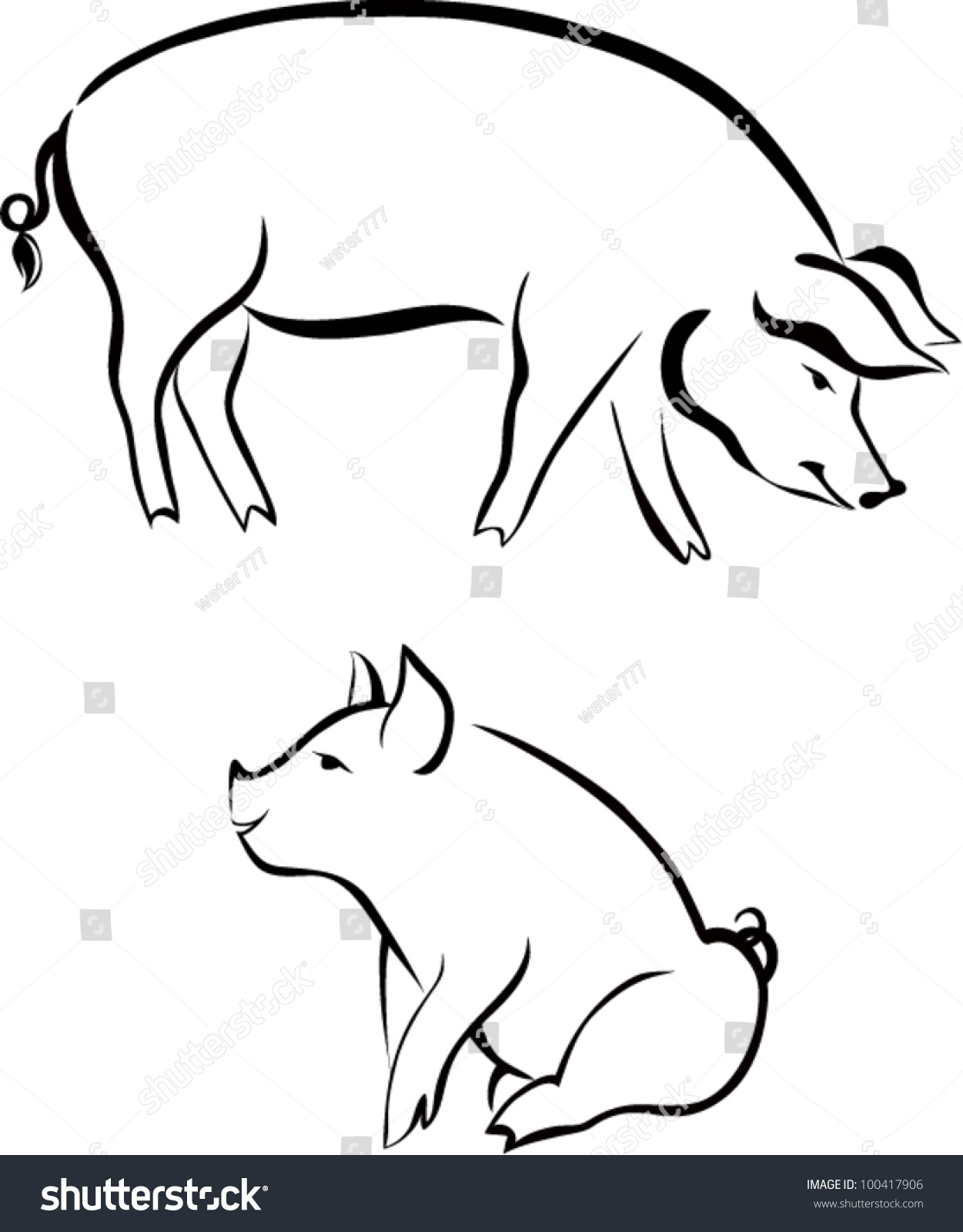 Pigs Animals Farm Stock Vector 100417906 : Shutterstock