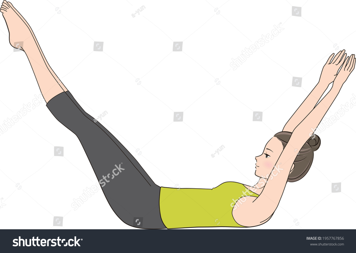 Pilates Pose Illustration Double Leg Stretch Stock Vector (Royalty Free ...