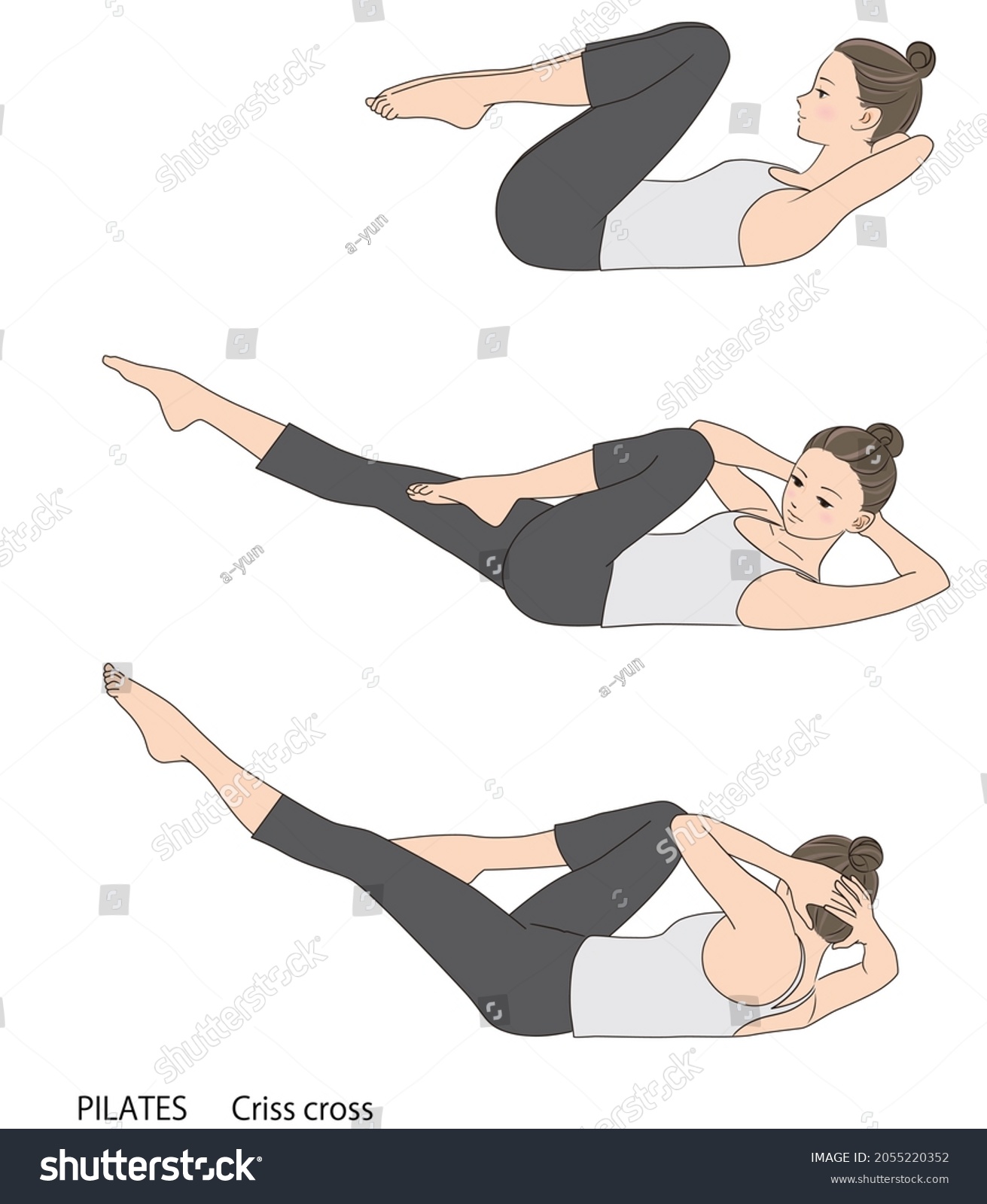 Pilates Sequence Criss Crossvector Illustration Stock Vector (Royalty ...