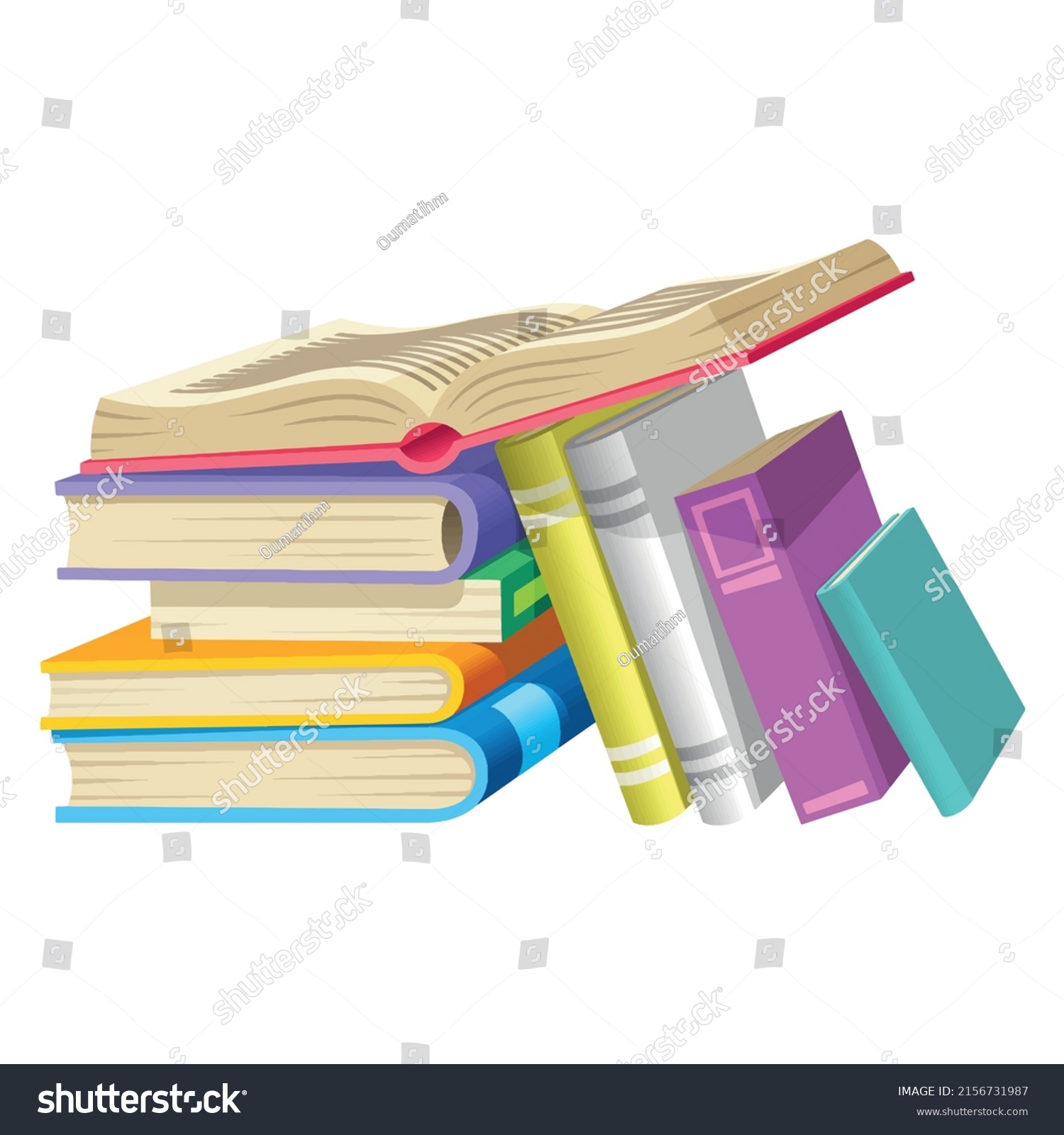 Pile Books Flat Style Isolated On Stock Vector (Royalty Free ...