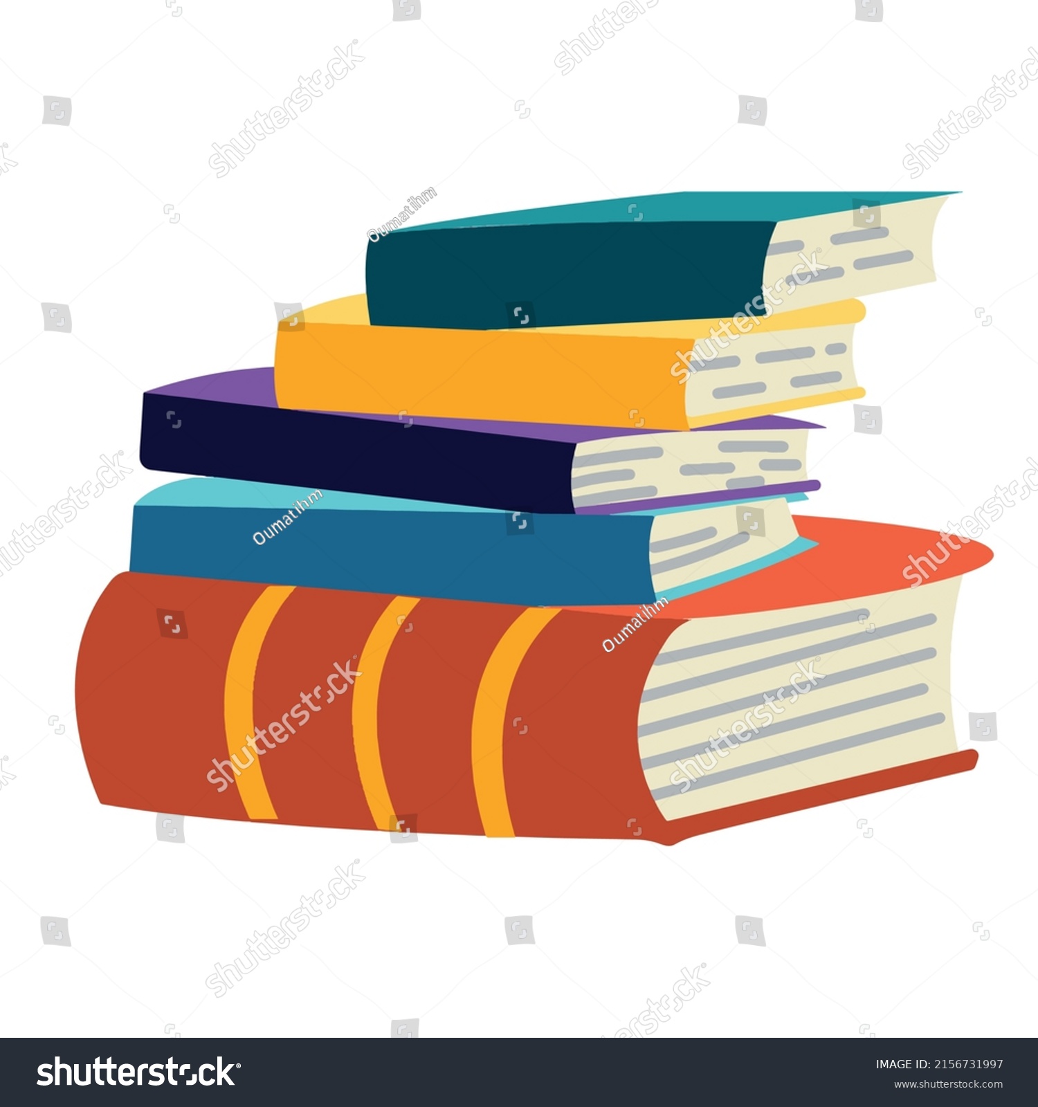 Pile Books Flat Style Isolated On Stock Vector (Royalty Free ...