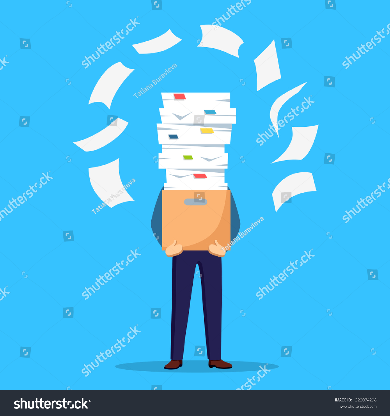 Pile Paper Busy Businessman Stack Documents Stock Vector (Royalty Free ...