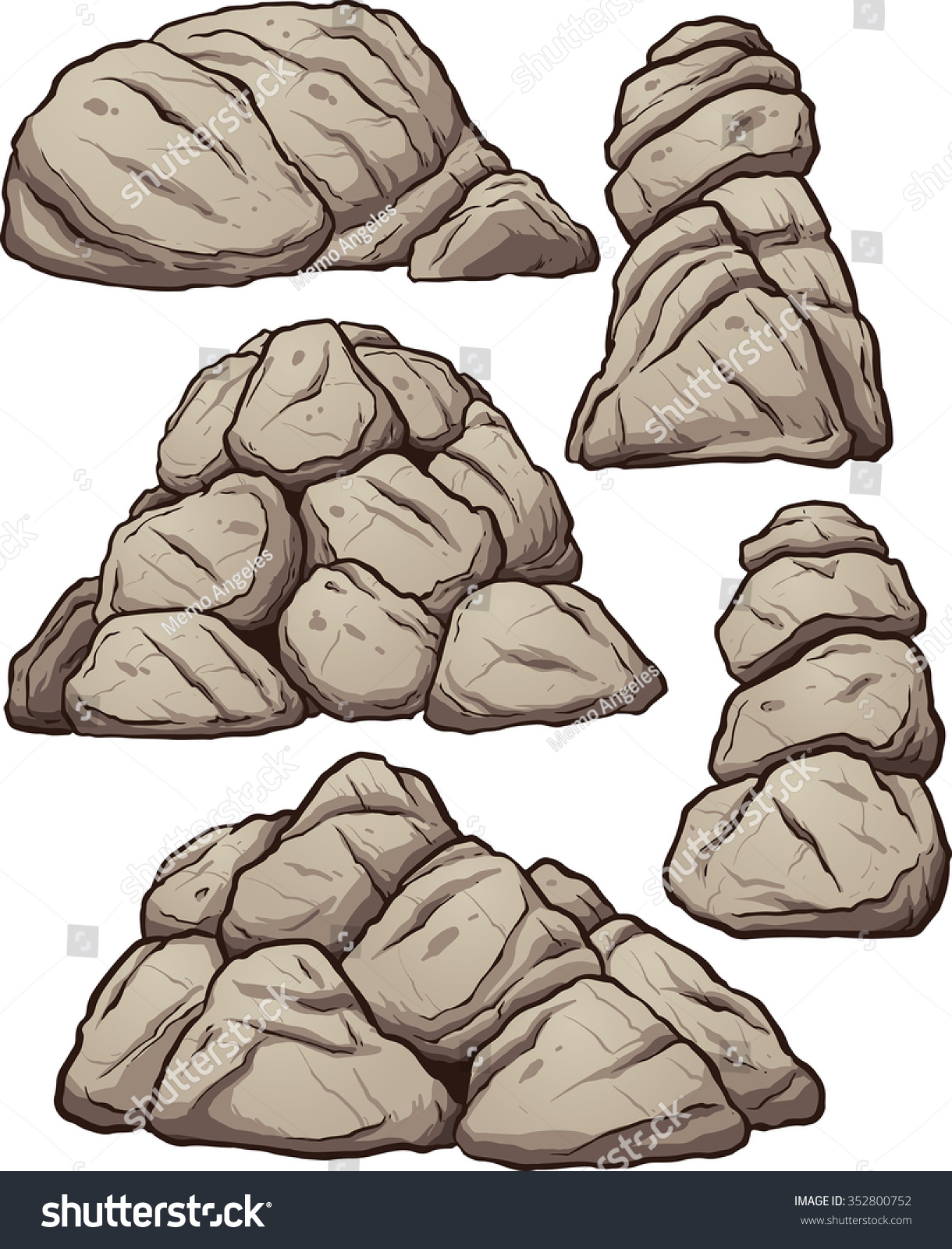 Clip Art Rocks Clipart piles rocks vector clip art illustration stock 352800752 of with simple gradients each pile on a