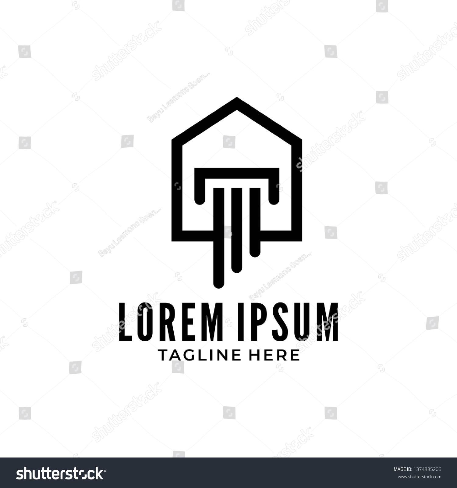 Pillar House Black Logo Vector Stock Vector (Royalty Free) 1374885206