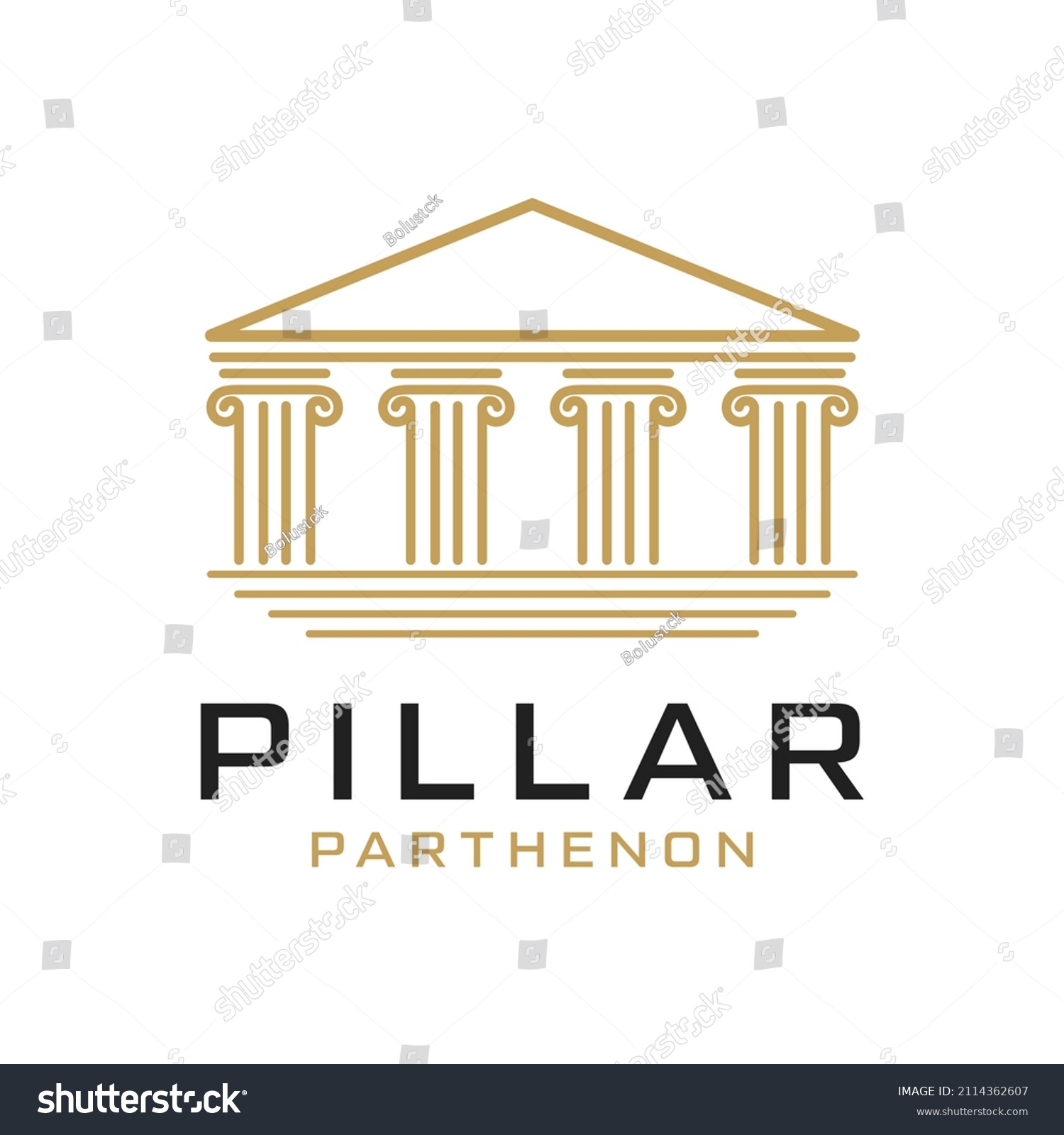 SVG of Pillar parthenon law building monument line outline vintage logo design svg