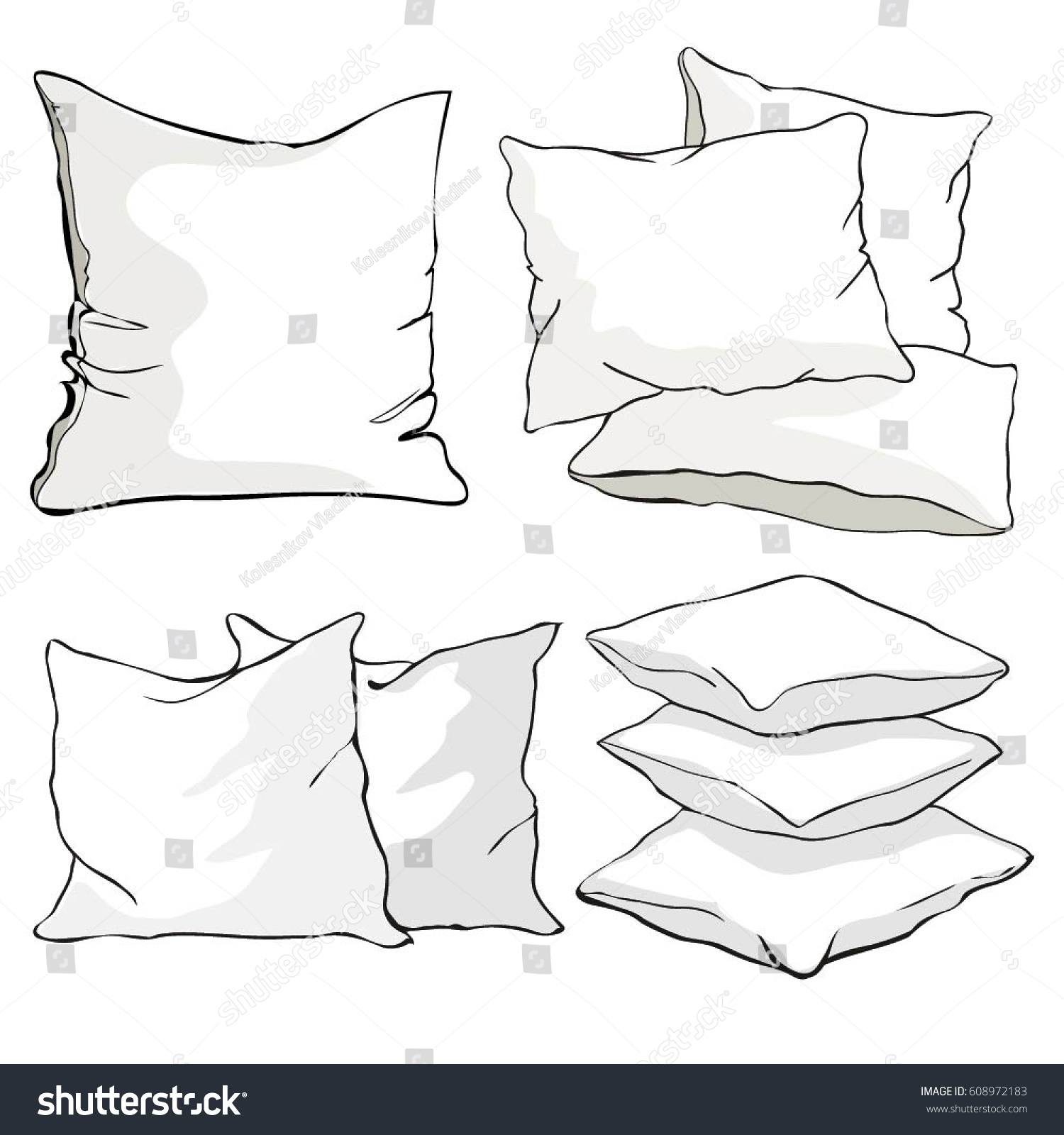 Pillow Cushion Pillow On White Background Stock Vector 608972183 ...