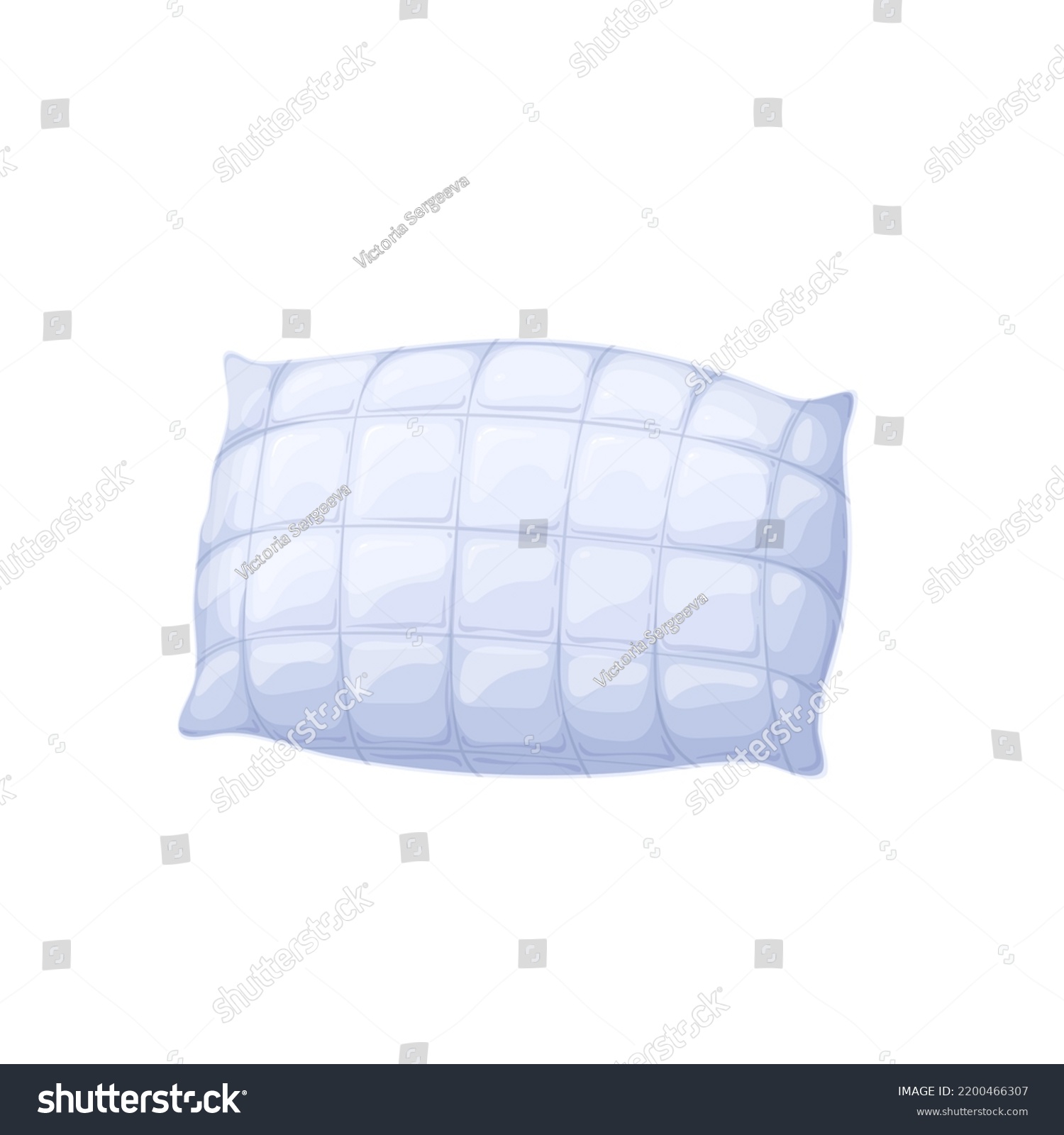 SVG of Pillow for healthy sleep and relax in bed vector illustration. Cartoon isolated white soft cushion with square decorative pattern on cotton textile, top view of fluffy bedroom furniture decoration svg
