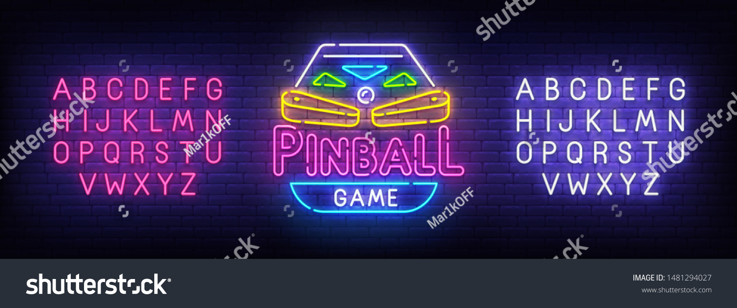 Pinball Neon Sign Bright Signboard Light: Vector có sẵn (miễn phí bản